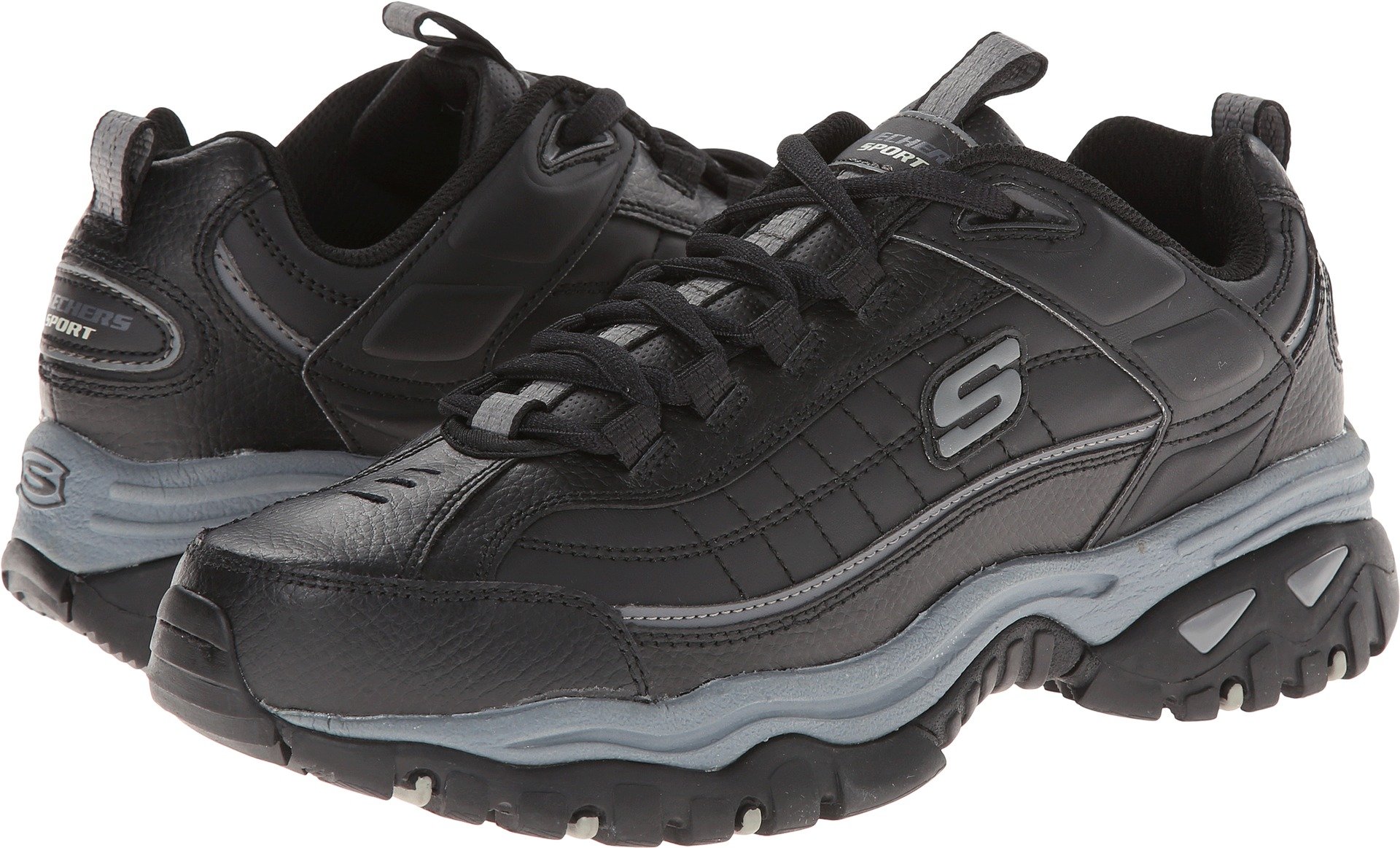 Skechers Men's Energy Afterburn Lace-Up Sneaker, Black/Grey, 16 Wide