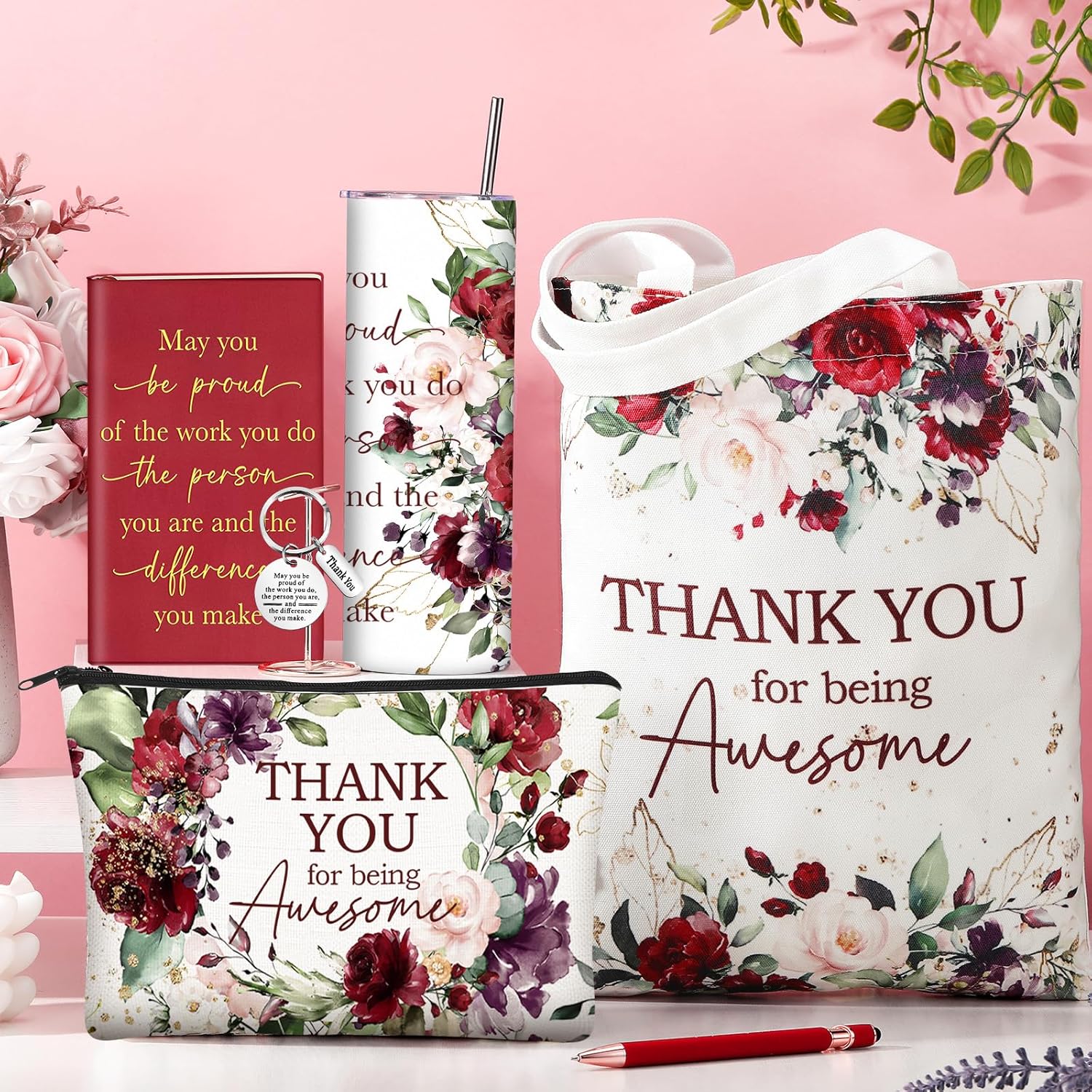 6 Pcs Valentines Day Gifts for Office Coworker Female Women Thank You May You Be Proud Ink Flower Gifts for Employee Staff Volunteer Administrative Professional Assistant(Vintage Style) - Image 6