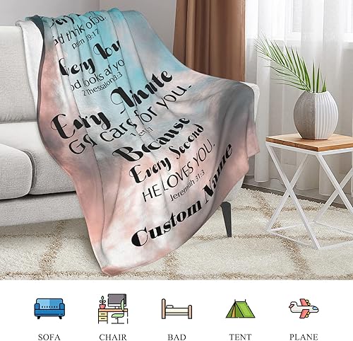 Miniatura 3 de Regalos de versículos bíblicos, manta de felpa suave de la Biblia católica, regalos religiosos para mujeres, manta cristiana con nombre