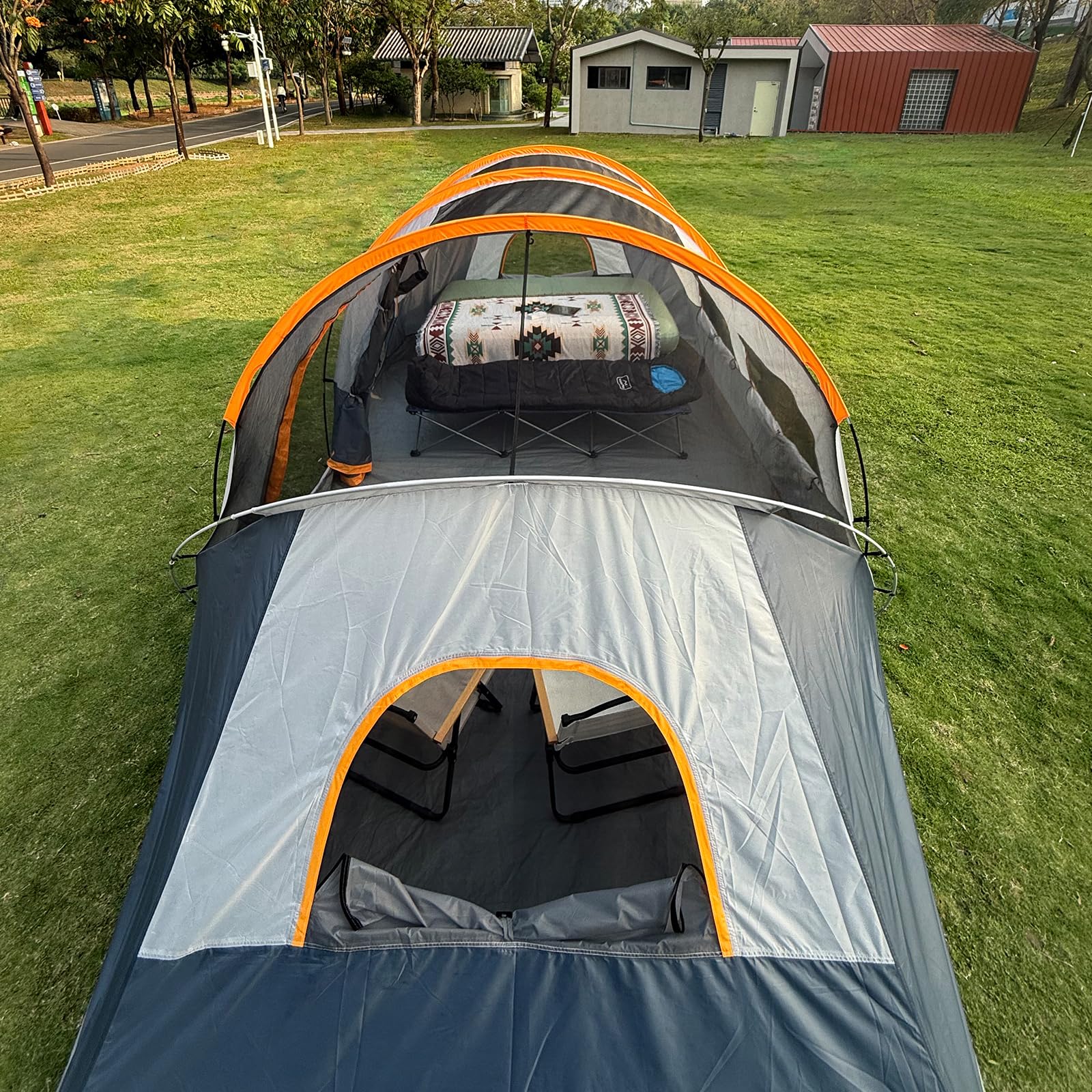 CAMPROS CP Tienda de Campaña Familiar para 12 Personas 610 x 274 x 183 cm, Tienda Grande Impermeable con 3 Habitaciones, Ventanas de Malla, Montaje Rápido, Ideal para Camping y Glamping