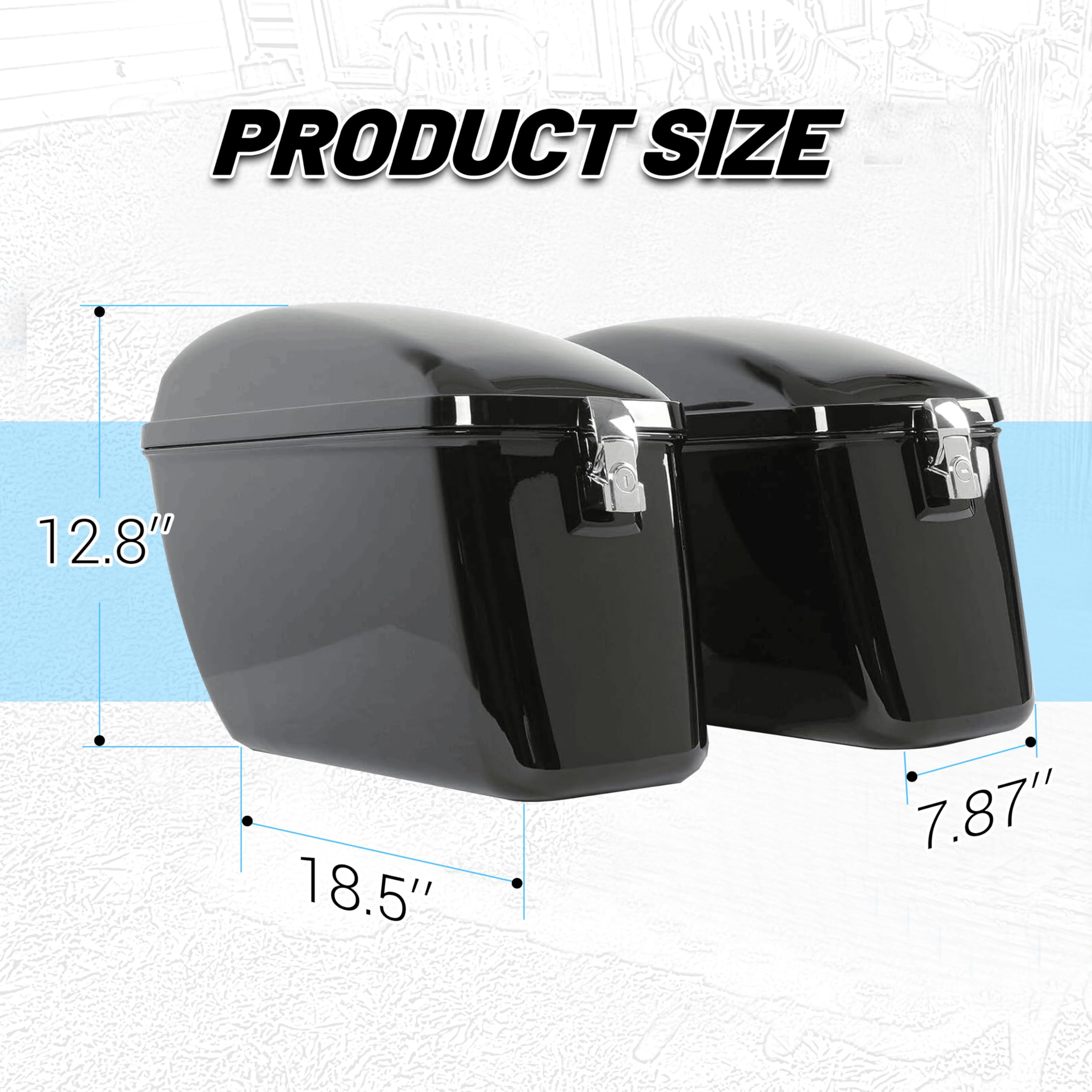 KUAFU Universal Motorcycle Hard Saddle Bags Trunk 60L Compatible with Harley Davidson Dyna Honda Cruiser Yamaha Suzuki Kawasaki Hard Luggage w/Brackets Black