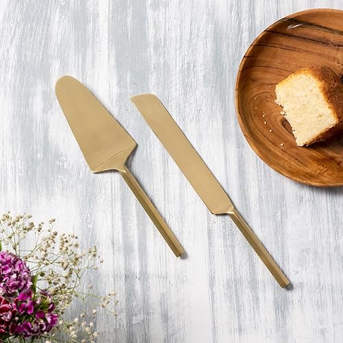 Juego de 2 cuchillos y servidores para tartas de alta calidad, juego de corte de pastel de acero inoxidable para boda, juego de servir pastel o