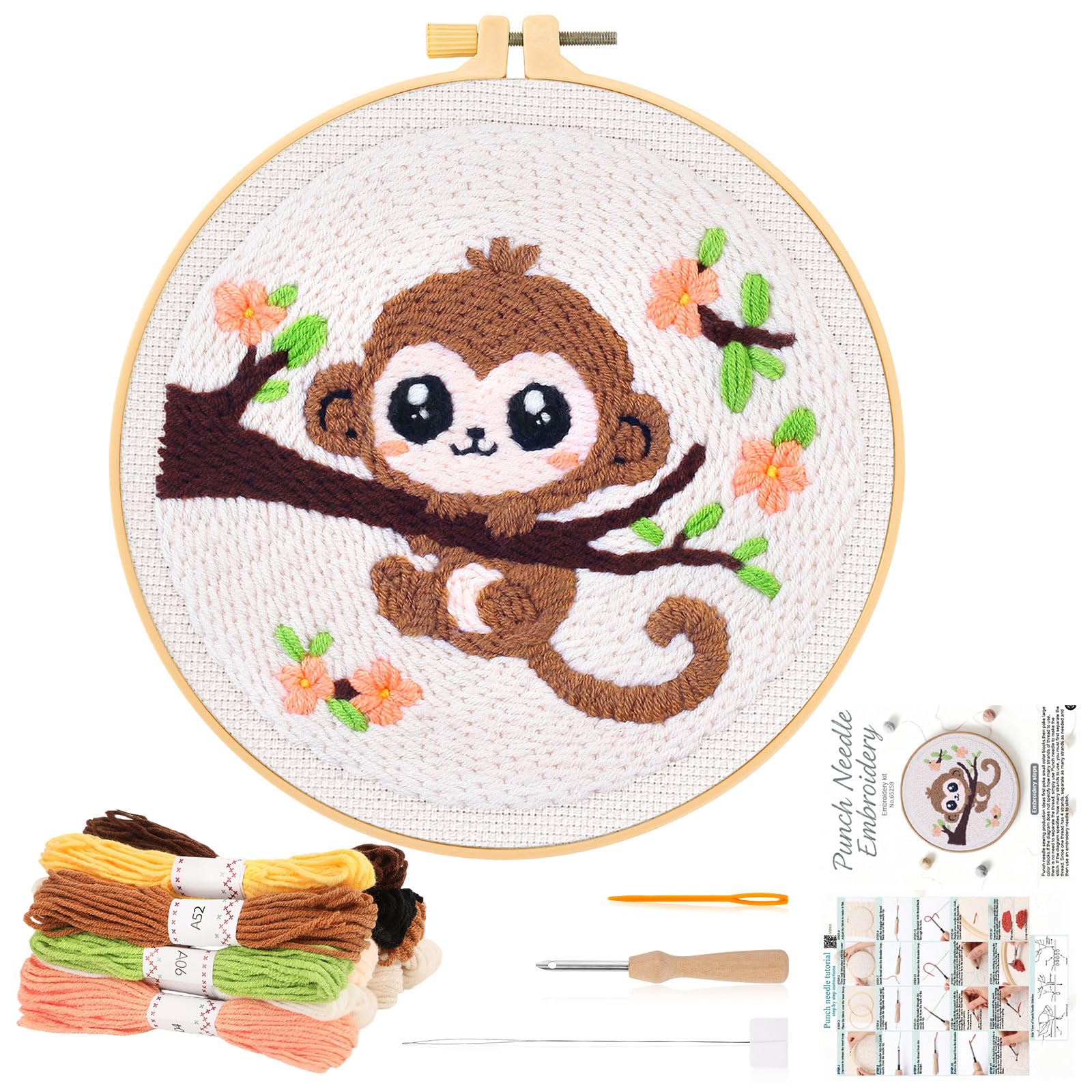jsrqt punch needle kit petit singe
