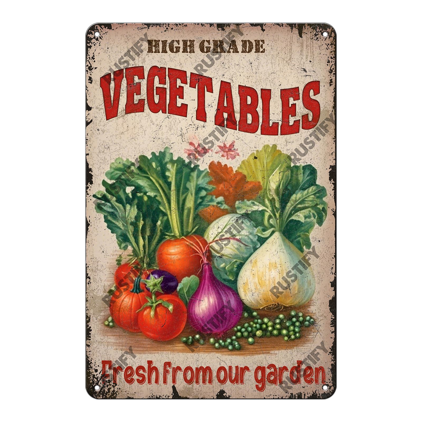 Anceky Metal Tin Sign Retro Vegetables Tin Sign Wall Decor for Bar Cafe Outdoor Window Garage 12×16 Inch