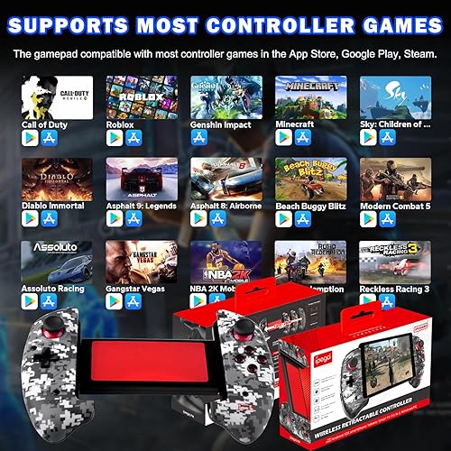 Miniatura 6 de Megadream Wireless Mobile Controller for iPad, Tablet (11"), iPhone 16151413, Android Gamepad for Galaxy Z Fold4, Galaxy Z Flip4, Galaxy S23 S22