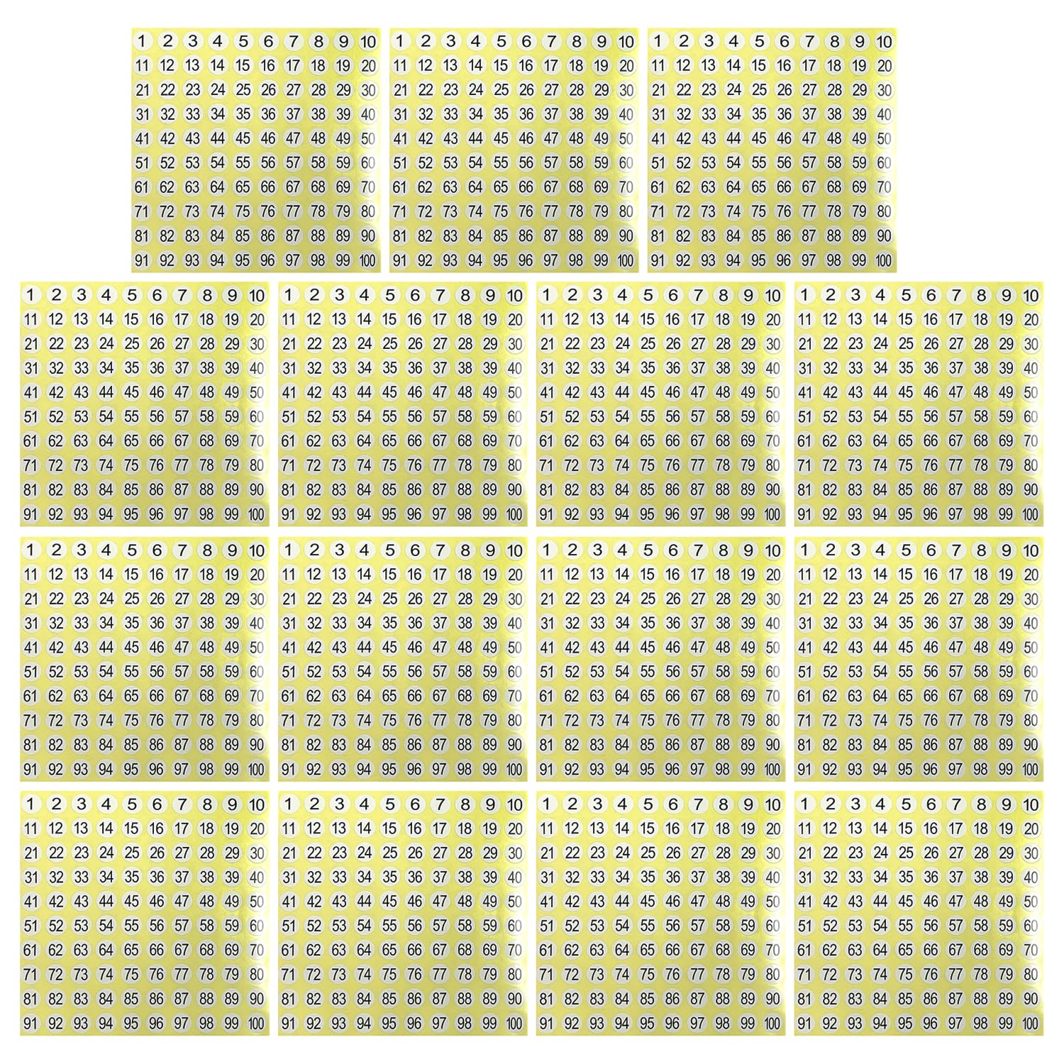 1 a 100 pegatinas numéricas digitales, 15 hojas, resistentes al agua, autoadhesivas, números redondos, pegatinas decorativas para marcar la fecha, diseño manual.