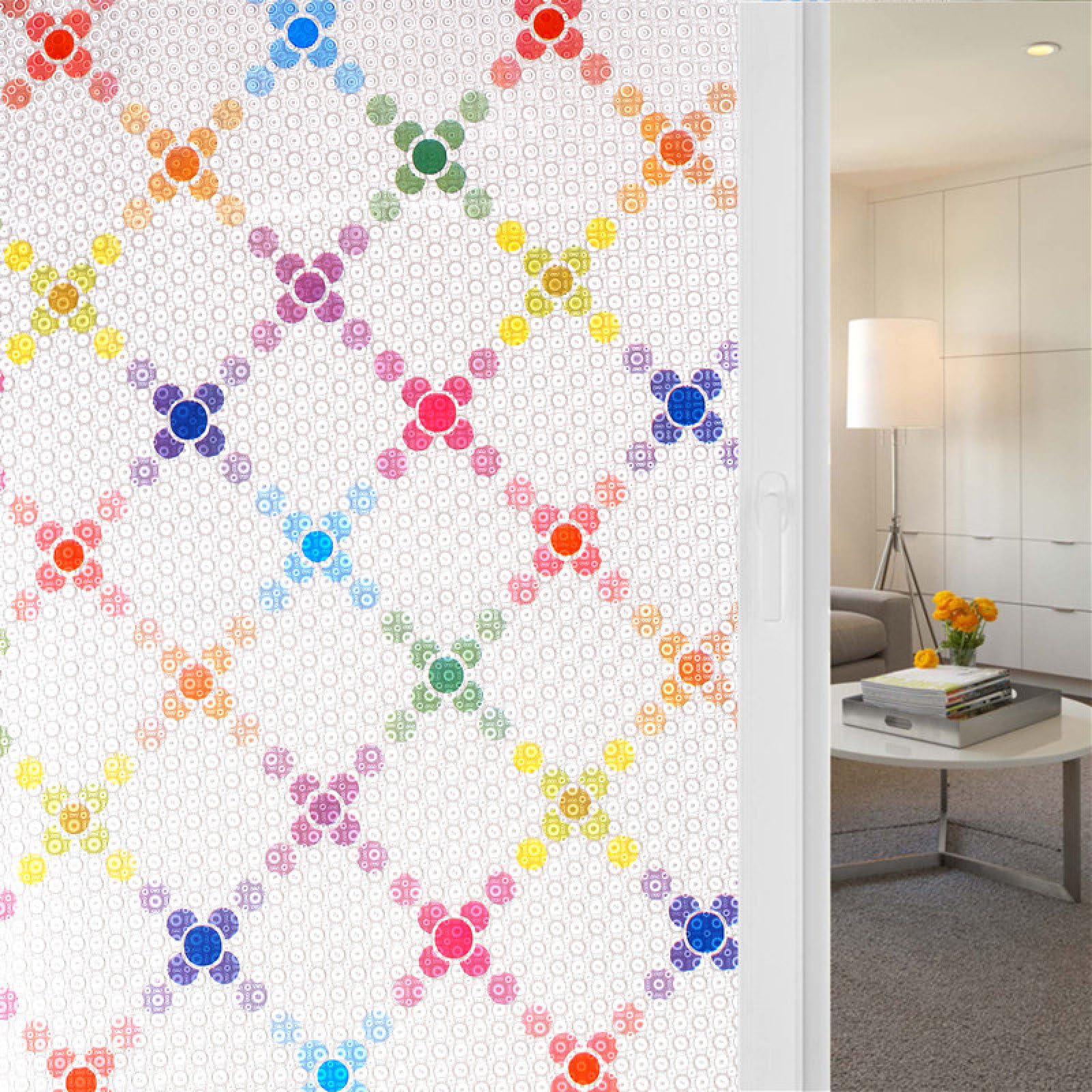 Pellicola Vetri Finestre 90X200CM Punti Colorati Pellicola Adesiva Per Vetri Oscurante,Autoadesiva,Pellicole Per Vetri Anti Uv,Privacy Finestre Per Casa/Ufficio