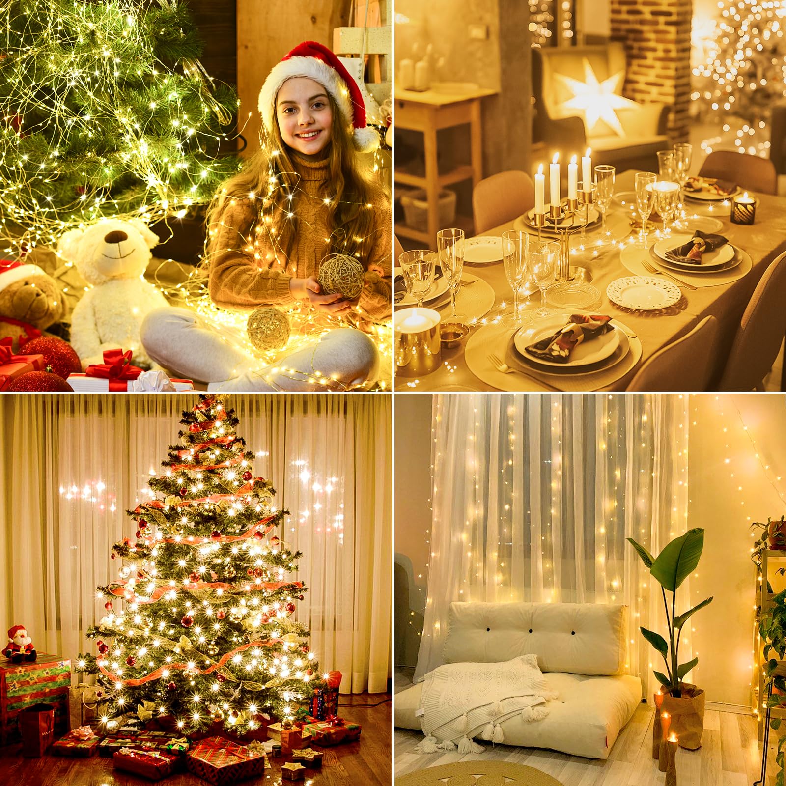 Lichterkette Innen mit Stecker, 23M 200 Lichterkette aus Kupferdraht, Warmweiß Lichterketten Strom, Wasserdicht Timer 8 Programm für Außen Innen Weihnachten Halloween Hochzeit Garten Party Deko Beleuchtung