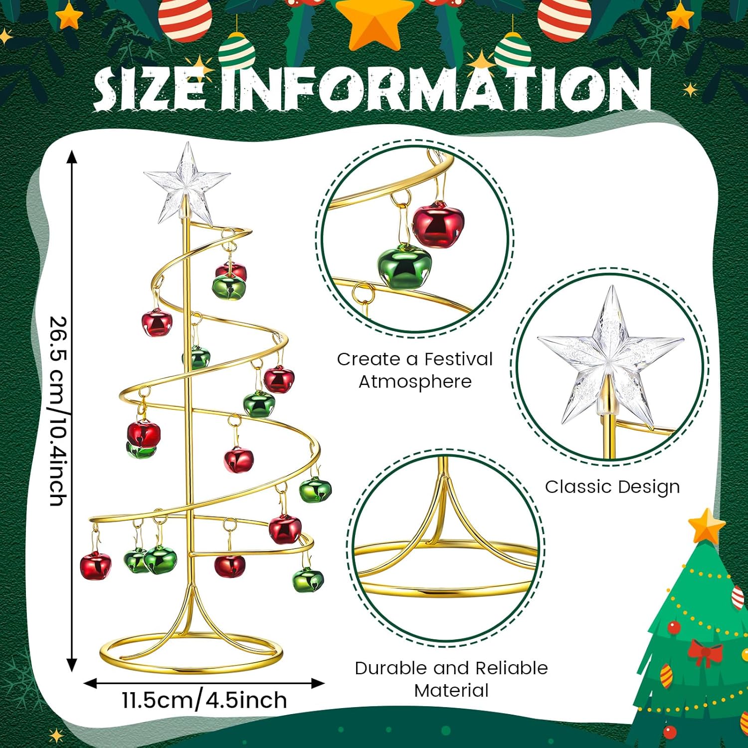Hicarer 2 Pcs Christmas Ornament Display Tree Tabletop Metal Ornament Stand Holder Christmas Decorations Xmas Tree with Glittering Star(Stylish)