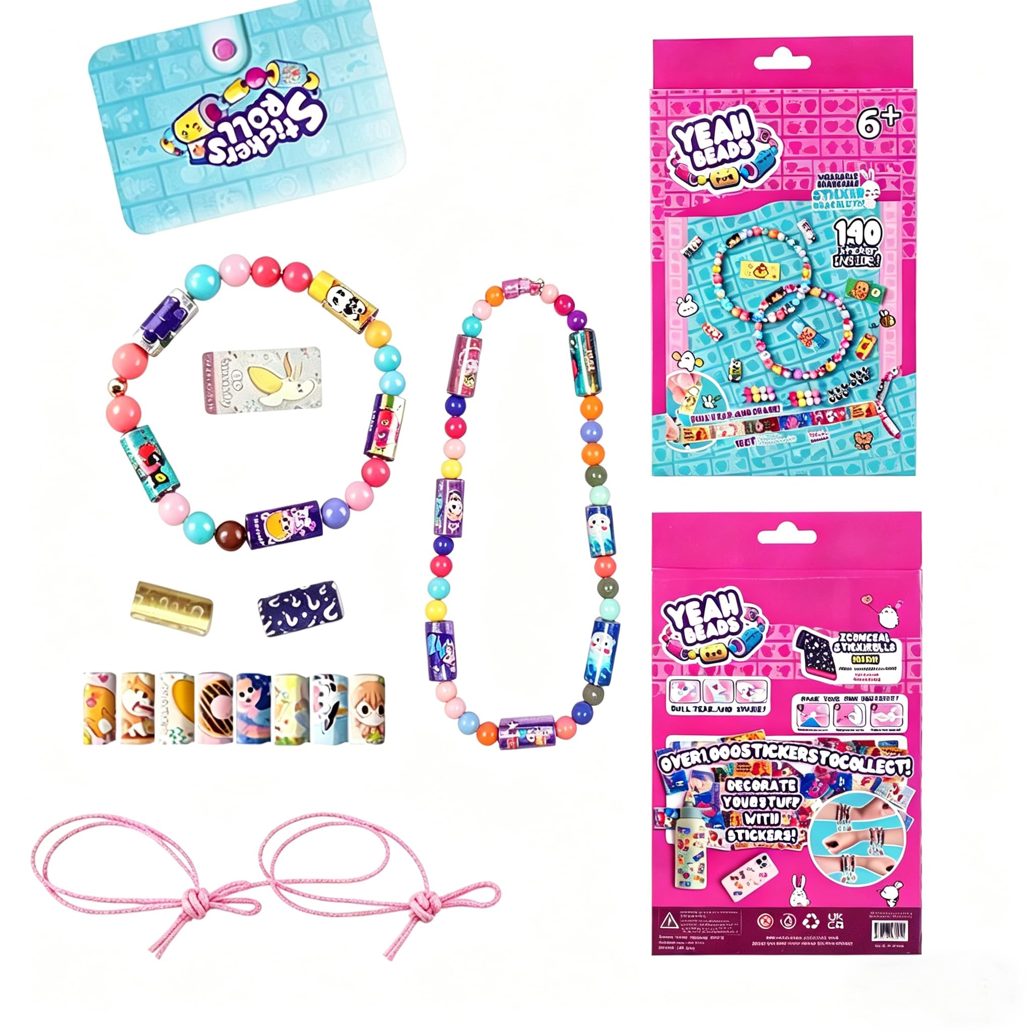 BHSTTNIXP Sticker Bracelet Set, 140 Mini Holographic Stickers & 2 Reusable Bracelets - DIY Friendship Bracelet Kit for Girls Ages 6-12, Perfect Birthday & School Prize