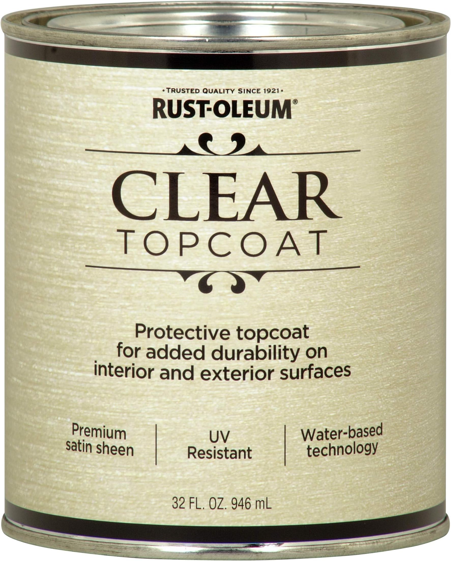 Rust-Oleum 253613 Metallic Accents Paint, Quart, Satin Clear