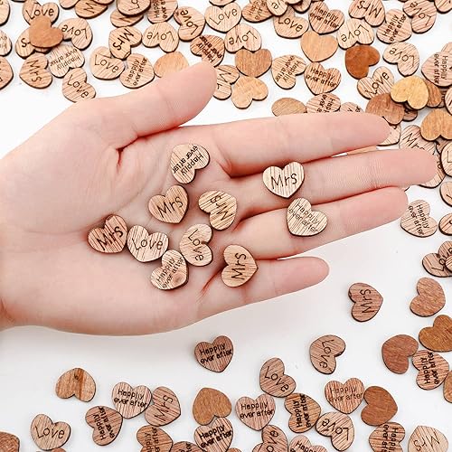 Miniatura 4 de 1000 piezas de confeti de madera para el día de San Valentín, confeti de madera rústica, decoración de mesa de boda, regalo de San Valentín para