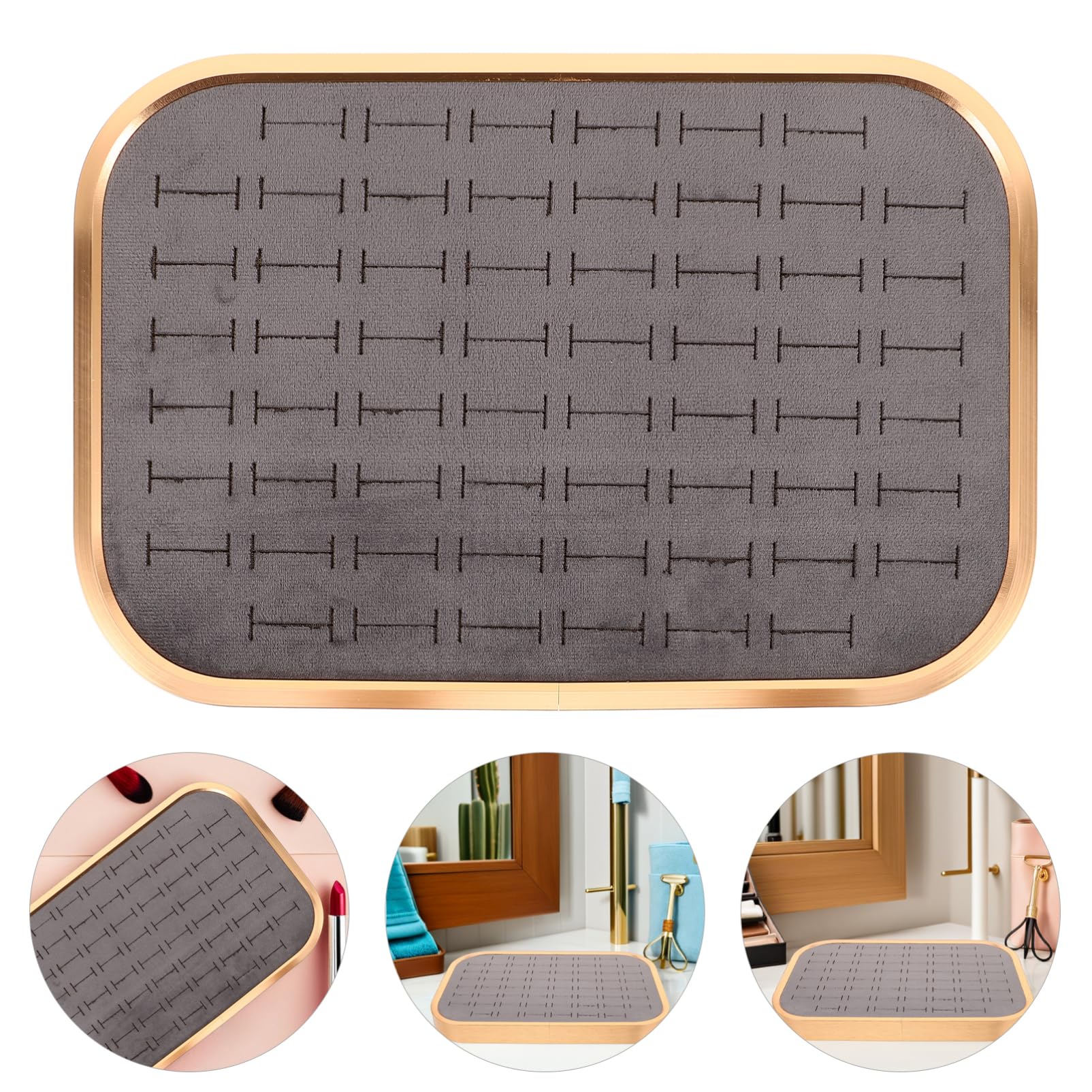 UKCOCO Bandeja de Terciopelo para Guardar Joyas Compartimentos Organizador Rectangular para Exhibir Anillos Aretes y Collares Bandeja para Exhibir Anillos para Mujeres