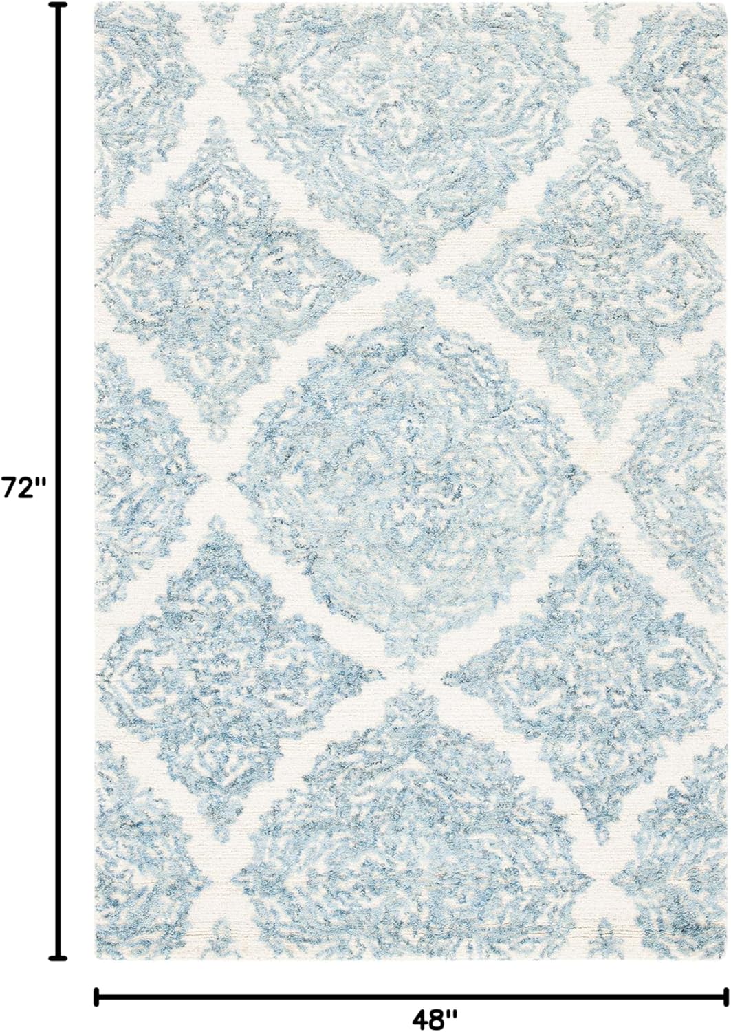 Handmade Blue Wool 4' x 6' Abstract Tufted Rug