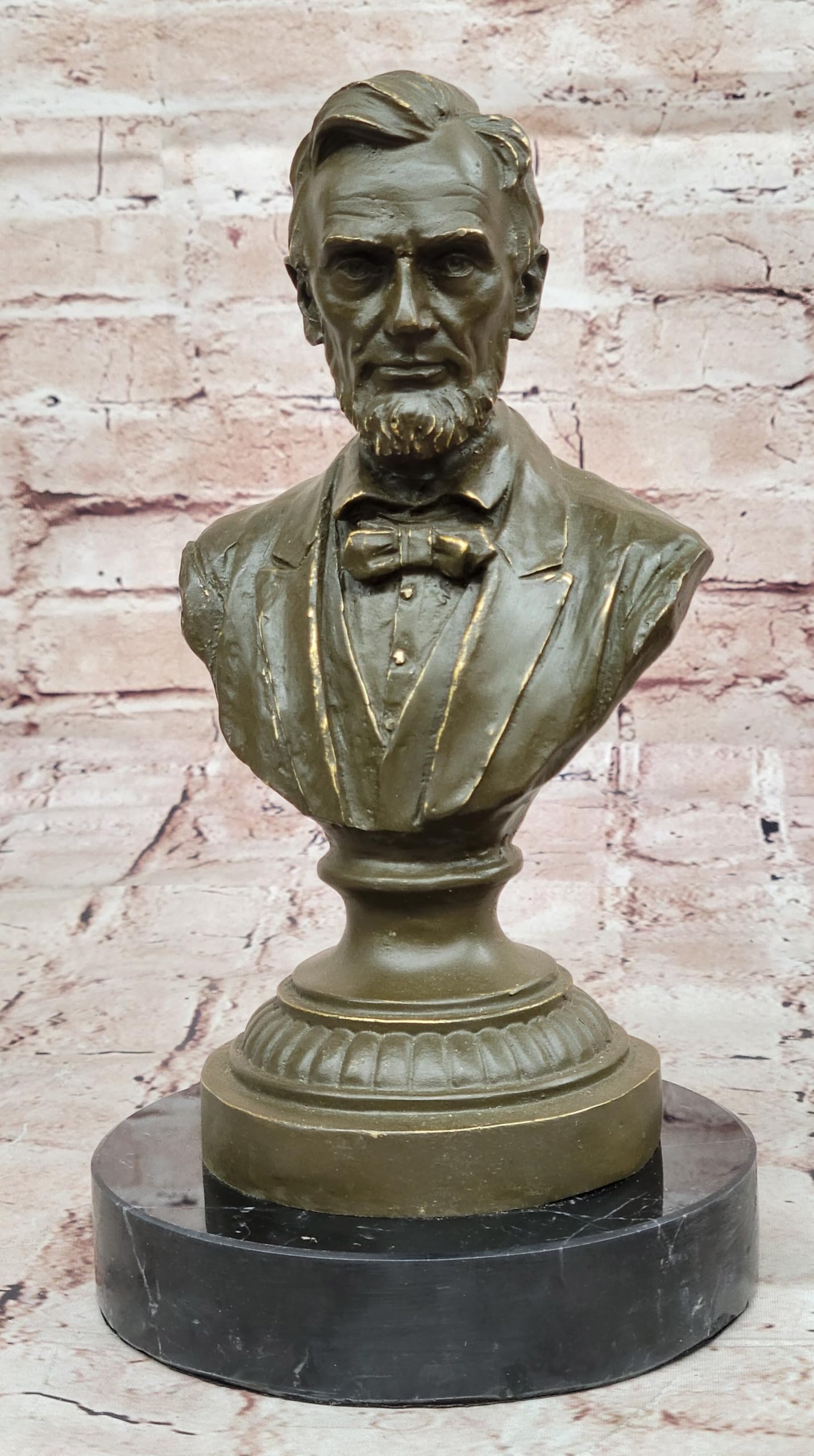 Bronze USA President Abraham Lincoln Portrait Bust Figurine Gift Signed Arrieta Hand Made Artwork Sale Gift Figurine by Think Bronze