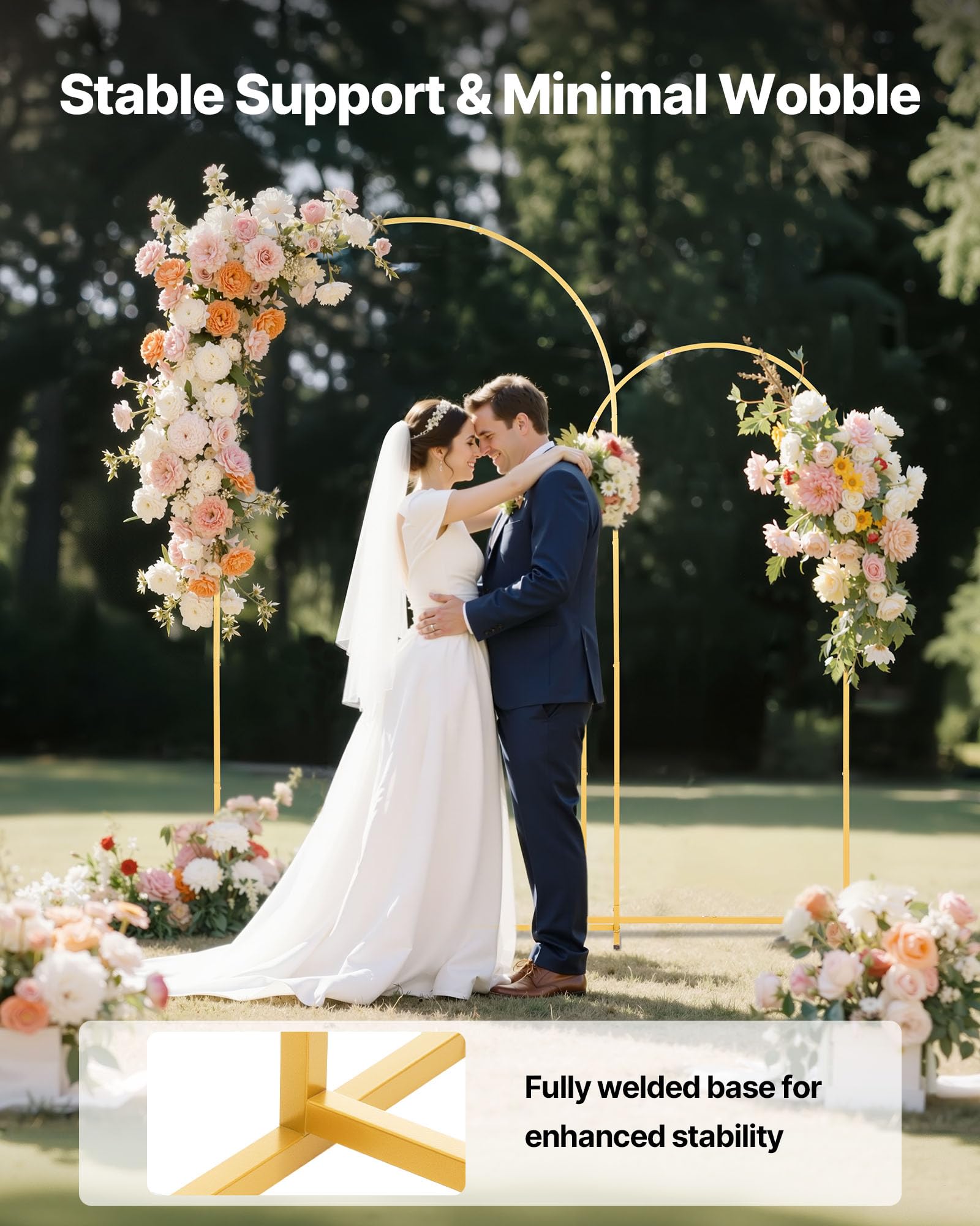 VEVOR Supporto per Fondale ad Arco, Set da 2, 2,2 m e 1,8 m, Struttura Stabile, Facile da Montare, in Metallo Dorato per Decorazioni di Matrimoni, Feste di Compleanno, Lauree, Celebrazioni