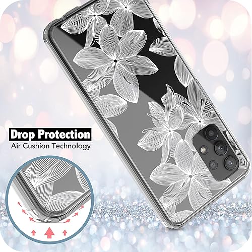 Miniatura 6 de RANZ Funda para Galaxy A32 (5G), antiarañazos, a prueba de golpes, funda protectora para Samsung Galaxy A32 5G, flor blanca