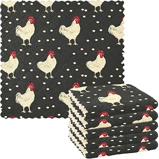 Swedish Dish Cloths Chicken Rooster Black Kitchen Dishcloths 6 Pieces Reusable Sponge Cleaning Cloths Absorbent Dish Cloth Quick Drying Washable Cleaning Wipes