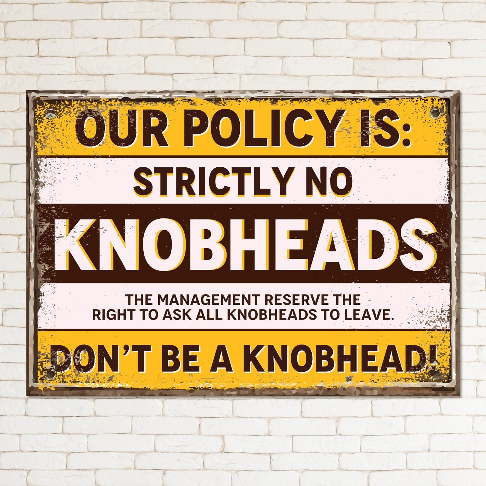 My Pixel Print Metal No Knobheads Retro Sign Man Cave Bar Pub Plaque Party Vintage Gift