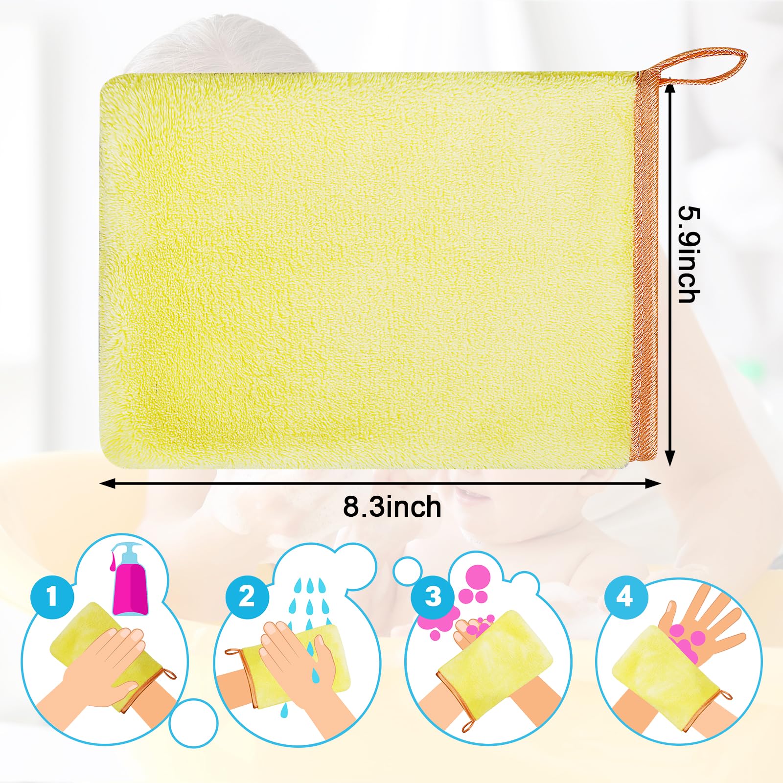 Manoplas Baño Toallas Baño Toalla Facial Toalla Cara Toalla Microfibra Toallas Lavabo Esponja Bebe Recien Nacido Toalla Desmaquillante Reutilizable Limpieza Facial 15x21cm Franela 8 Piezas