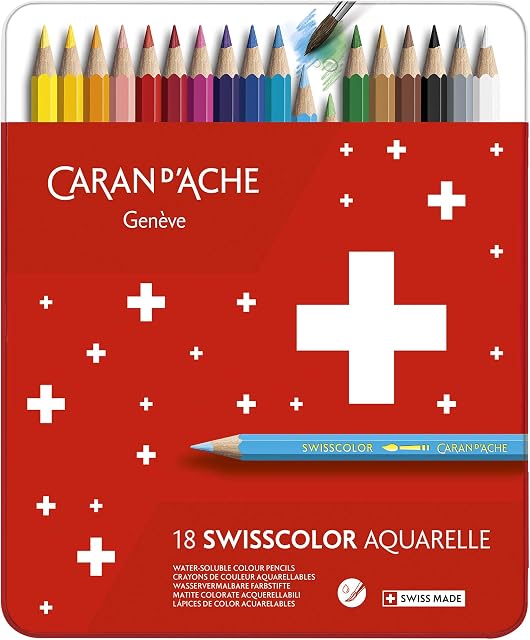 Caran D'ache Swisscolor color Pencils in Metal Box (Pack of 18)