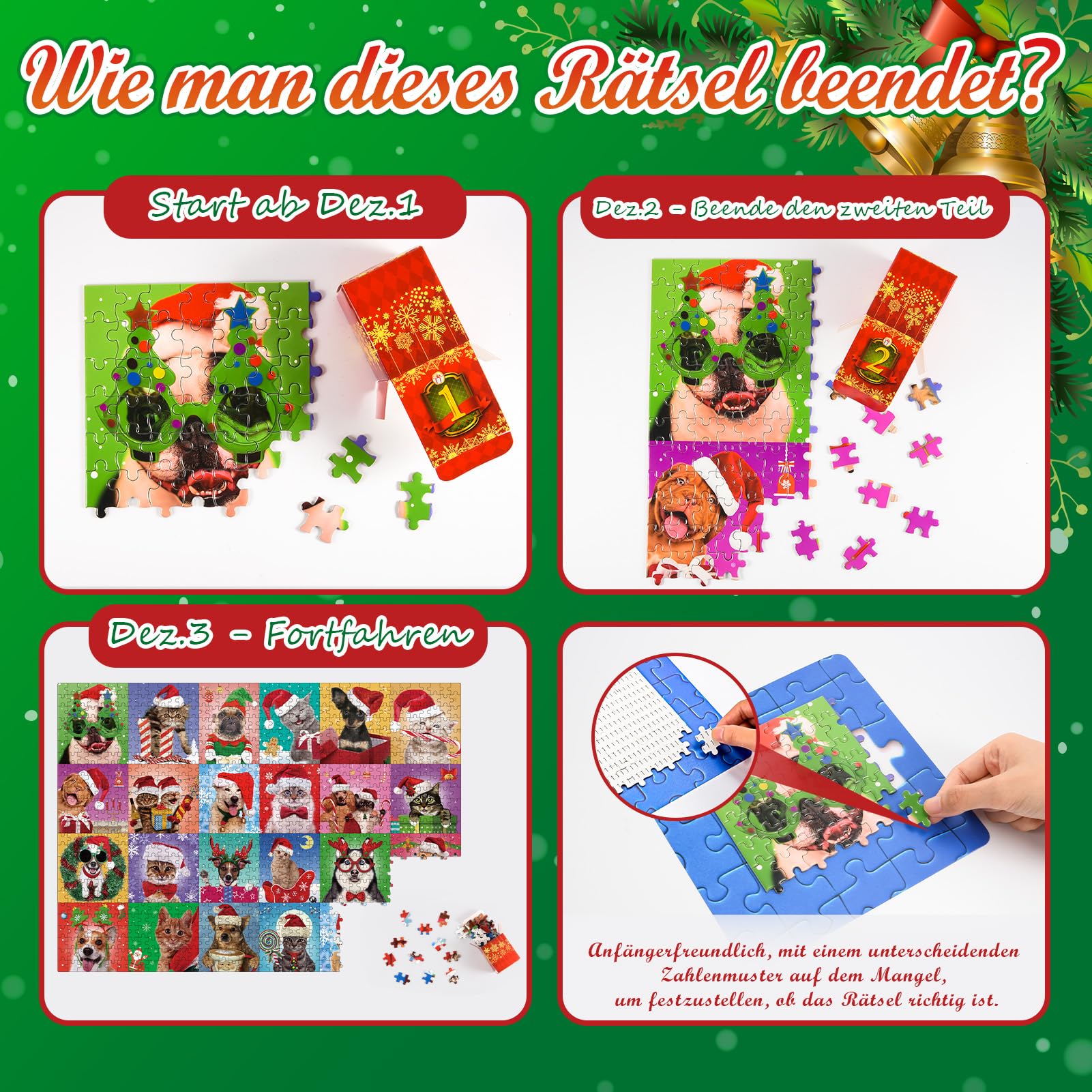 Calendrier de l'Avent chat de Noël pour adultes, 1000 pièces, joli compte à rebours de Noël 2024, puzzle amusant de chat de Noël Calendrier de l'Avent chat de Noël pour adultes, 1000 pièces, joli compte à rebours de Noël 2024, puzzle amusant de chat de Noël