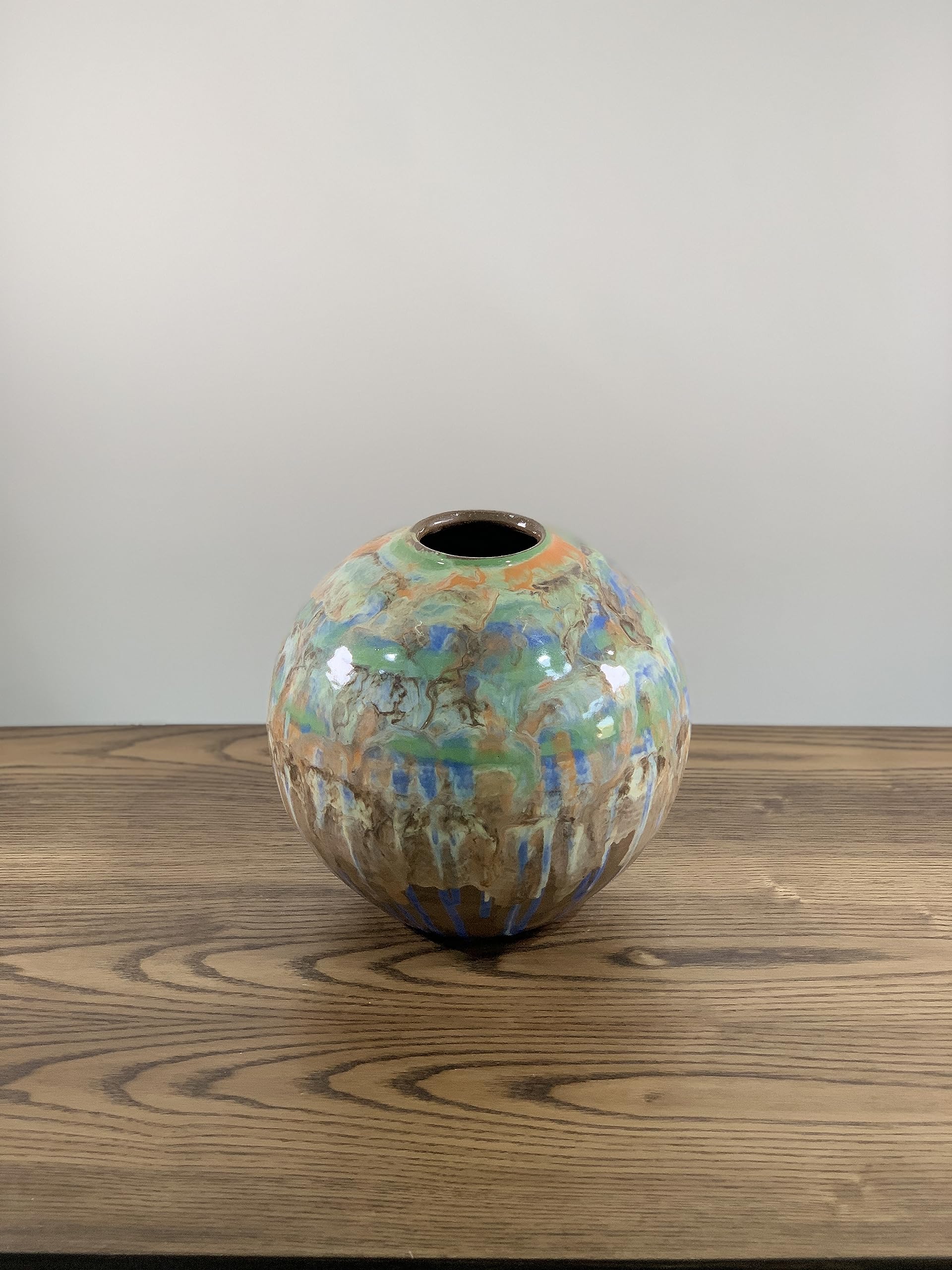 GAIA Meadows Pottery Art Round Lush Vase, X-Small, 14 cm Width x 14 cm Height, Multicolour