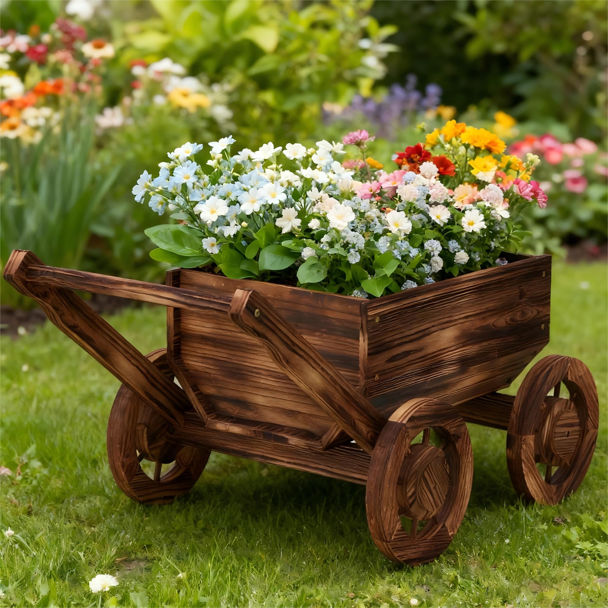 Amazon.co.jp: ワゴンプランター、屋外植物、庭の装飾、手押し車