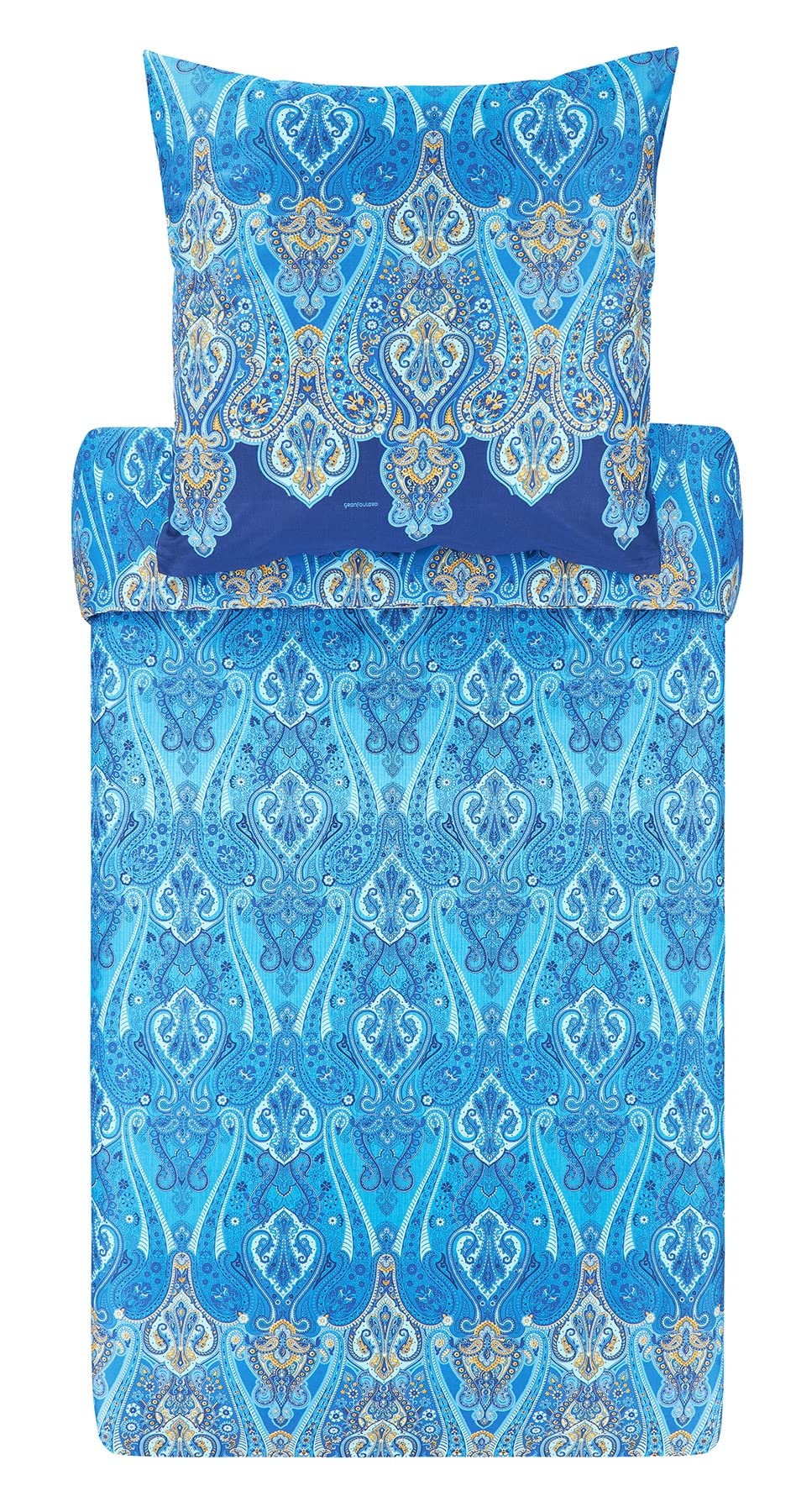 Bassetti RAGUSA pościel + 1 poszewka na poduszkę ze 100% satyny bawełnianej w kolorze niebieskim B1, wymiary: 155 x 220 + 1 K 80 x 80 cm - 9321858