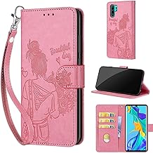 Handyhülle für Huawei P30 Pro Hüllen Premium Leder Flip Wallet Case Magnet Kartenfach Standfunktion Klapphülle kompatibel mit Huawei P30 Pro Hülle -Rosa