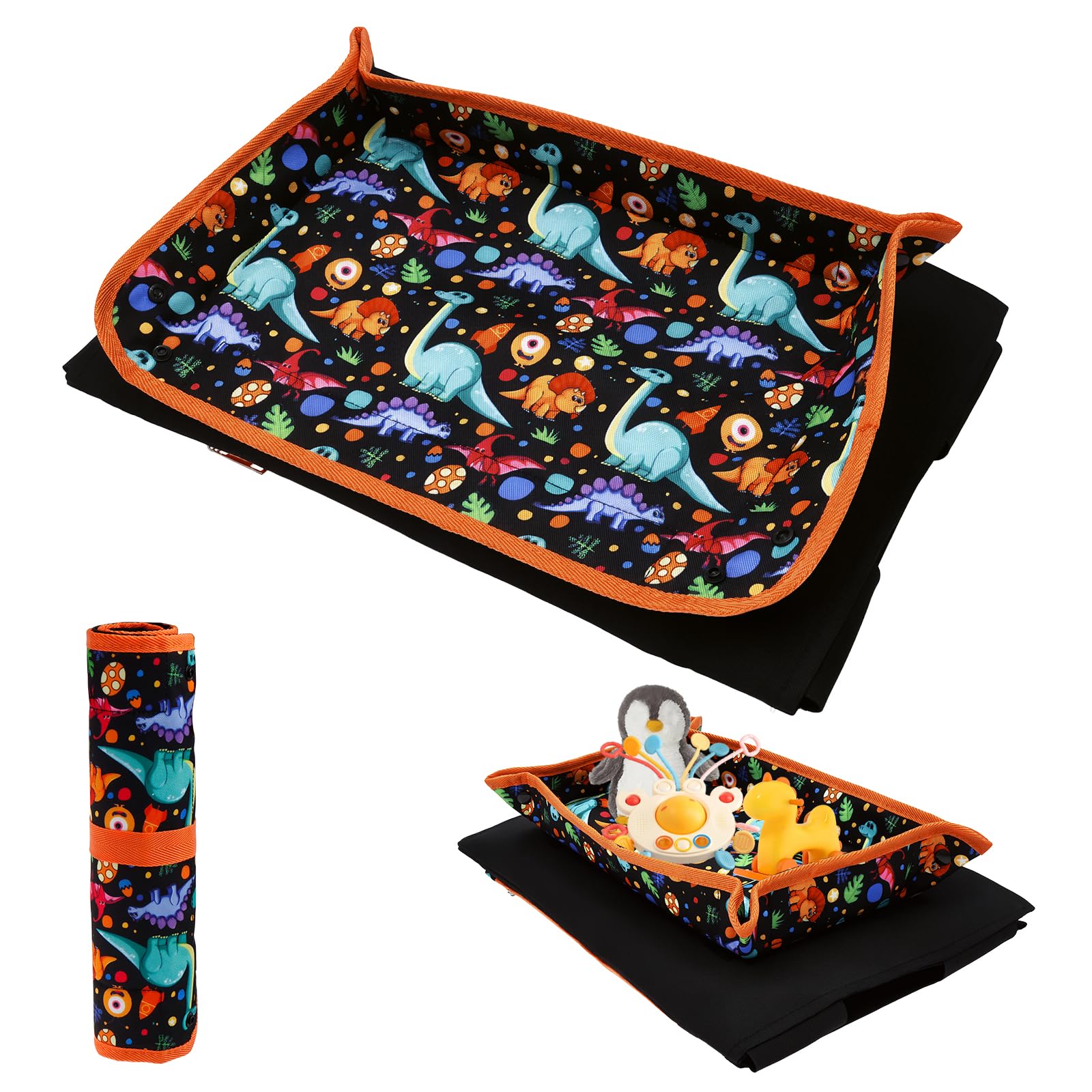 Airplane Tray Table Cover, Foldable Travel Tray Organizer with Clear Touchscreen Sleeve, 44x30cm Polyester Airplane Trays, Portable Plane Travel Essentials for Fits Train Bus High Chair