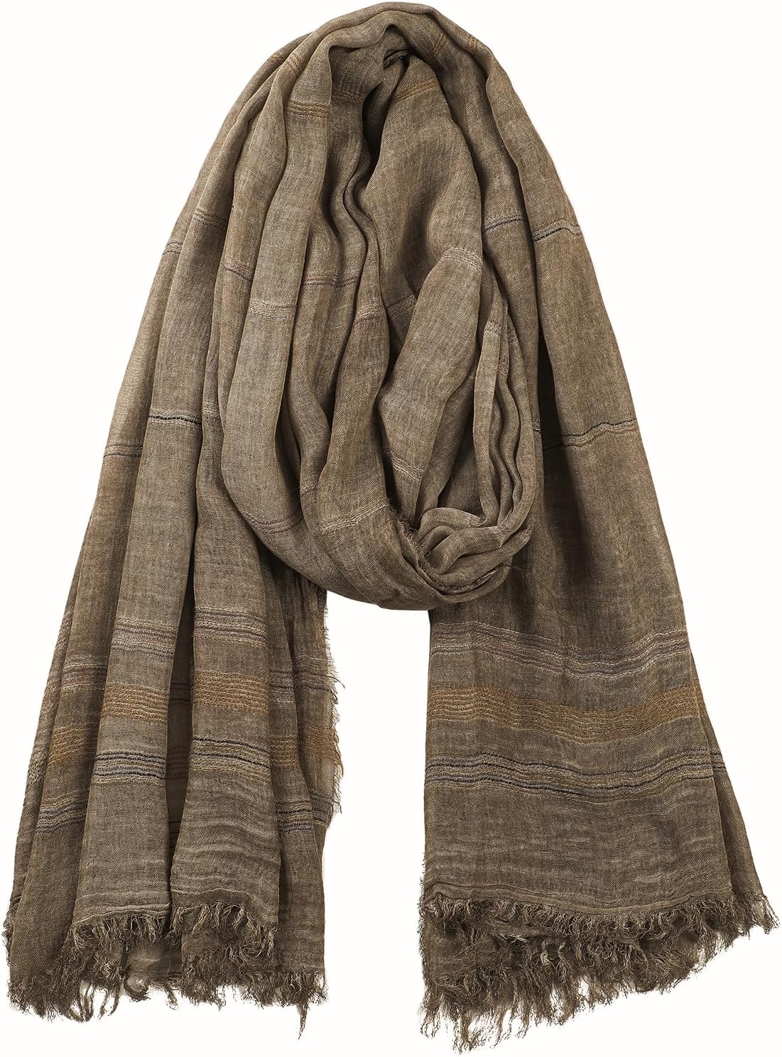 Unisex Striped Men Scarf Lightweight Cotton and linen Large Scarves Winter Warm Scarfs for Women - Image 2