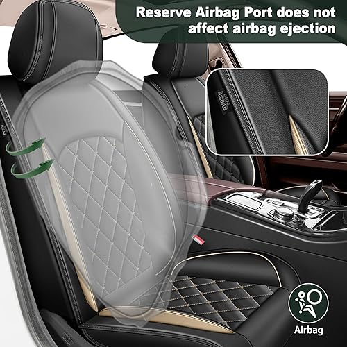 Miniatura 6 de RAWAKORW Car Seat Covers Fit for Nissan Frontier 2007-2023, Faux Leather Custom Full Set Seat Cushion with Airbag Compatible, Waterproof Automotive