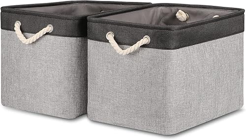 Bidtakay Cestas de tela de almacenamiento paquete de 3 cestas grandes para organizar 15 x 11 x 9.5 pulgadas, cestas decorativas para estantes,