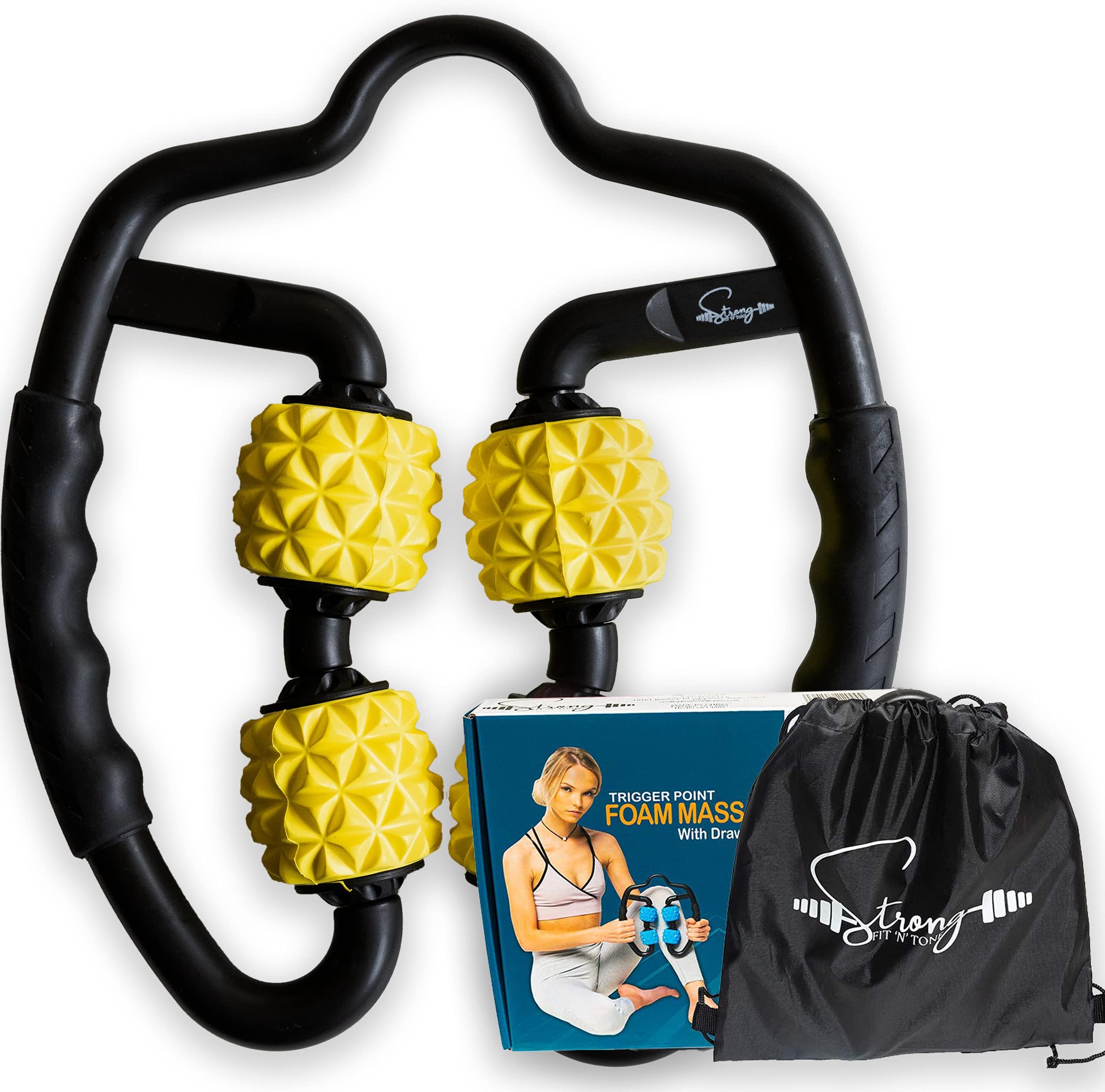 Muscle Roller for Muscles Deep Tissue /w Drawstring Gym Bag | Cellulite Remover Myofascial Massage Tool - Tennis Elbow Massager, Calf, Leg n Forearm Roller I High Density Foam Roller