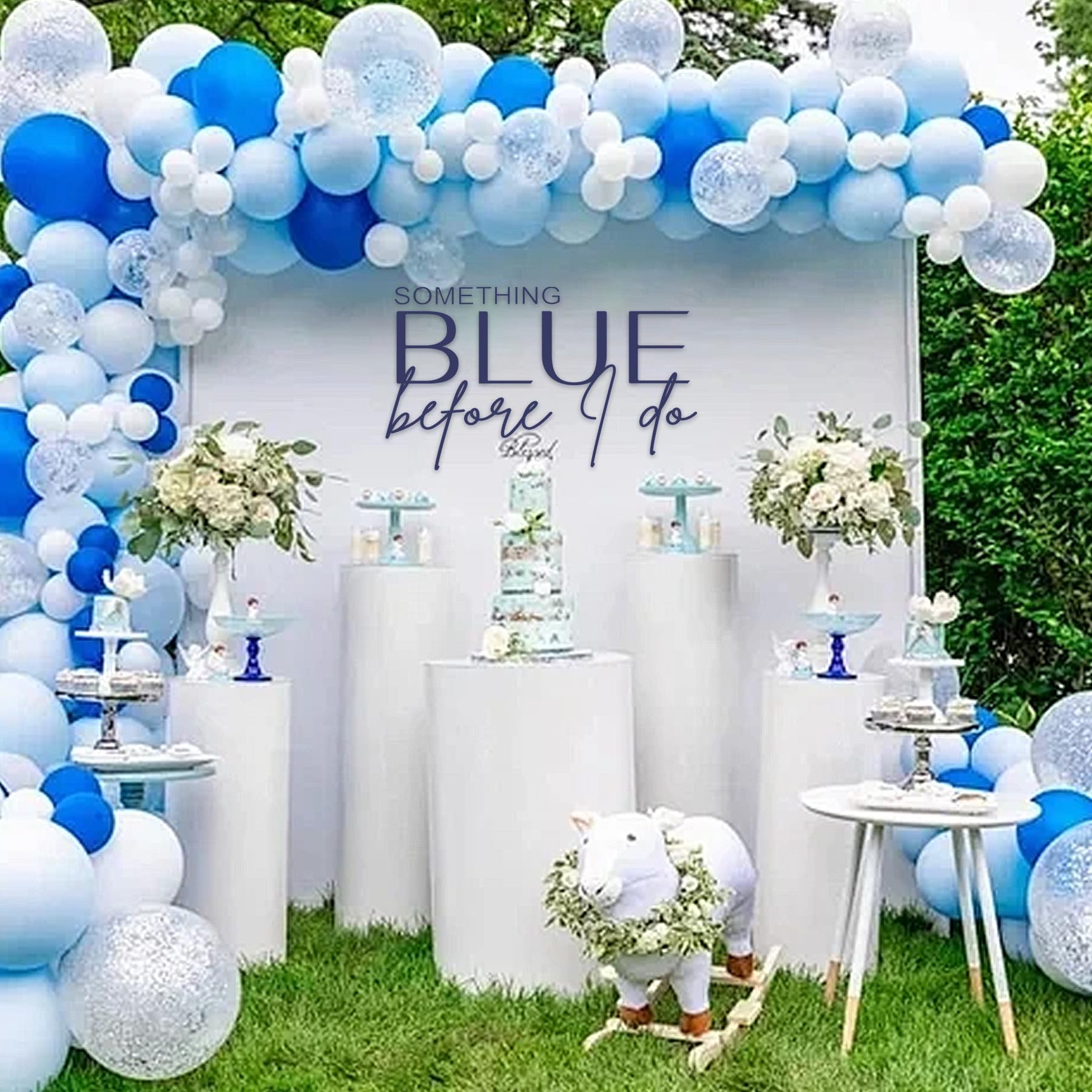 something blue dress for bridal shower Women's White Bridal Shower Dress L / Blue