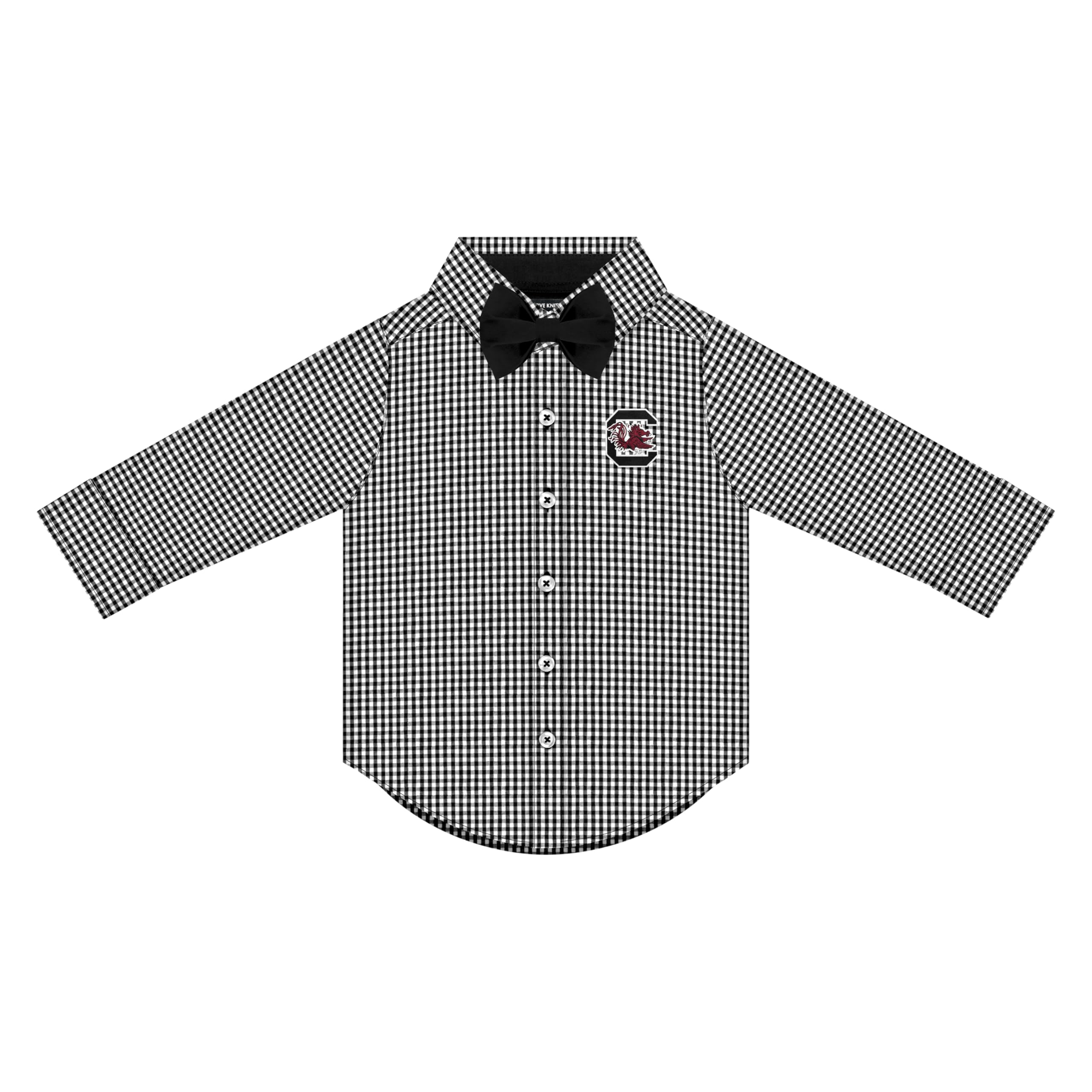 College Baby Infant Gingham Shirt - Long-Sleeve Button Up, South Carolina Gamecocks Logo, Black, for Boys, Size 4T