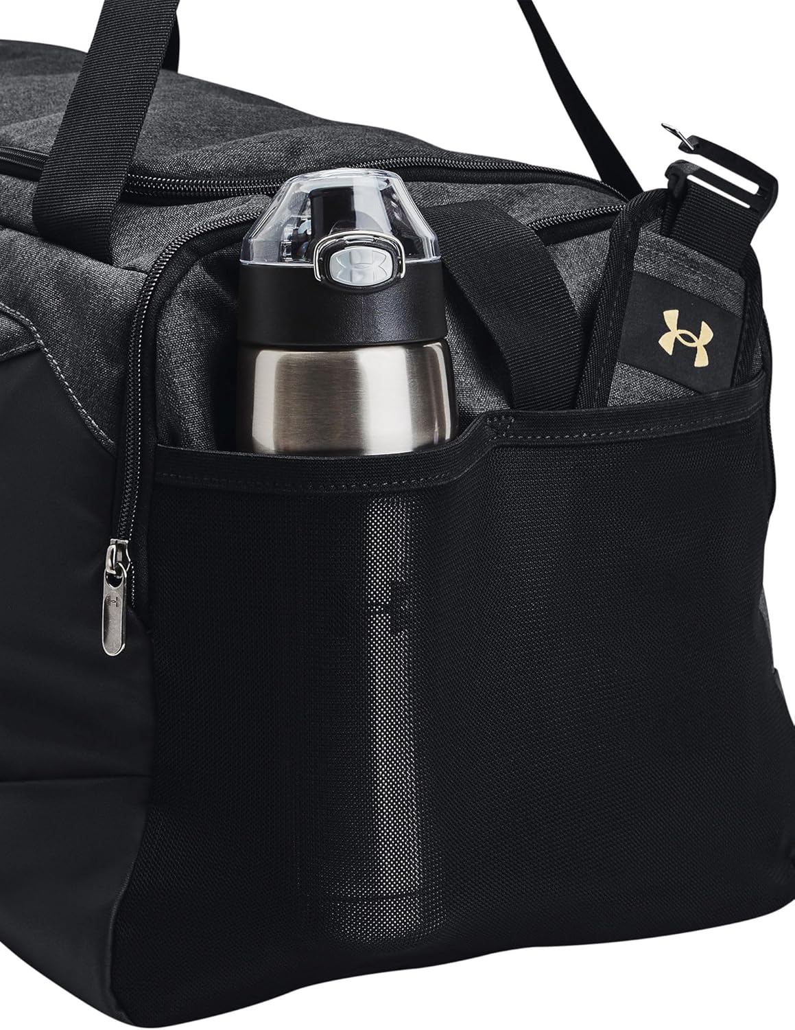 Under Armour Unisex-Adult Undeniable 5.0 Duffle, Black Medium Heather (002)/Metallic Gold, Medium - Image 6