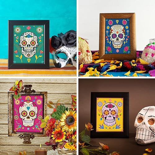 Miniatura 4 de 6 piezas de arte de pared de calavera de azúcar, decoración del Día de los Muertos, decoración del Día de los Muertos, fiesta mexicana, impresiones