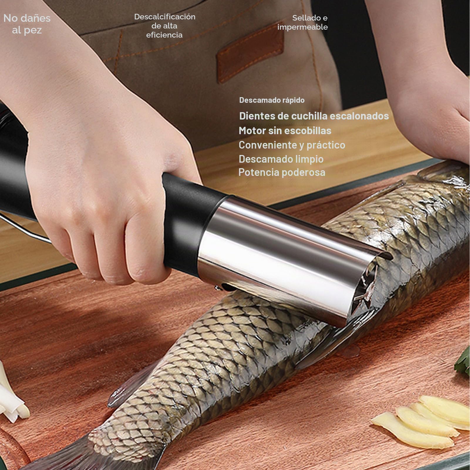 Potente Escamador de Pescado Eléctrico, Removedor de Escamas de Pescado, Raspador de Pescado Eléctrico Automático para el Hogar, Enchufe Europeo de Alta Eficiencia