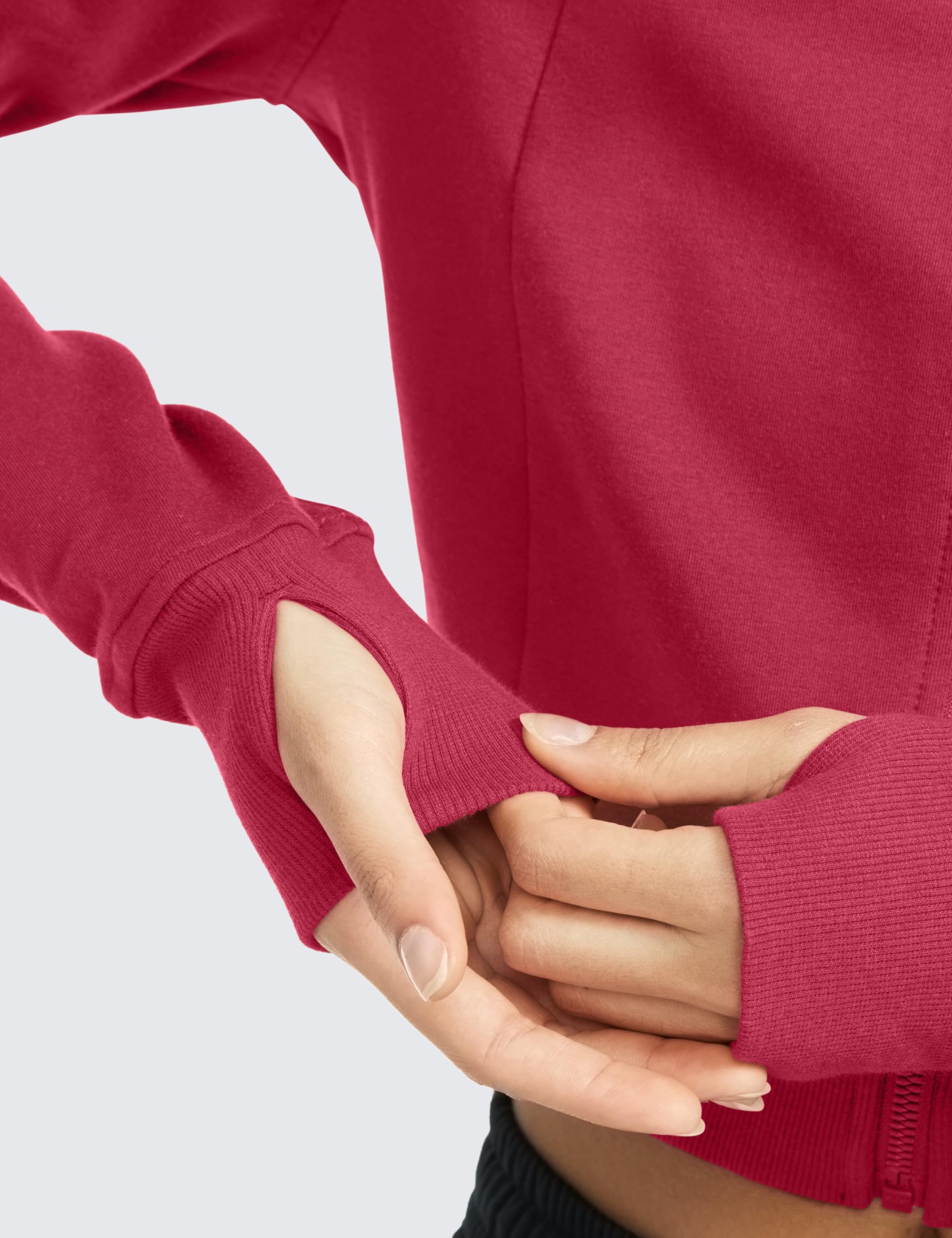CRZ YOGA Womens Cropped Hoodie Full Zip Jacket Athletic Casual Sudaderas de Manga Larga con Agujeros para los Pulgares