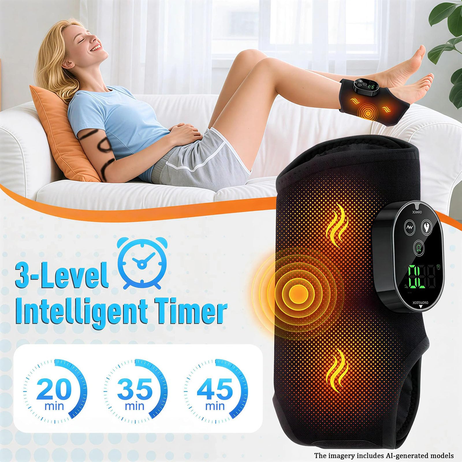 Massaggiatore per piedi senza fili per neuropatia, 6 livelli di calore e 3 modalità di vibrazione, batteria da 3000 mAh, per alleviare il dolore, promuovere la circolazione sanguigna e il