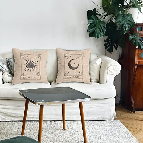 Miniatura 2 de Le Soleil La Luna Tarot Sun and Moon Mystic - Juego de 2 fundas de almohada decorativas, regalos para los amantes del tarot, funda de almohada de