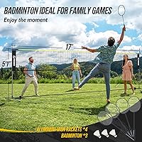 Vista 4 de Volleyball Badminton Pickleball 3-in-1 Combo Net Set for Backyards, 5.1-7.4ft Adjustable Height Freestanding Indoor Sports Nets, Portable 17ft