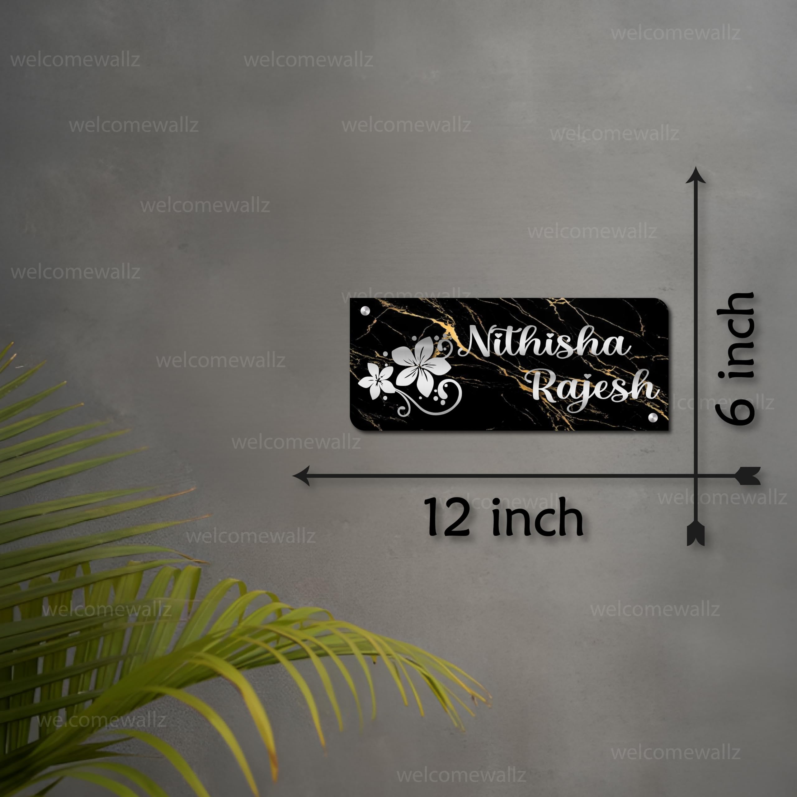 Welcomewallz Beautiful Flower Name Plate Home Entrance | Floral
