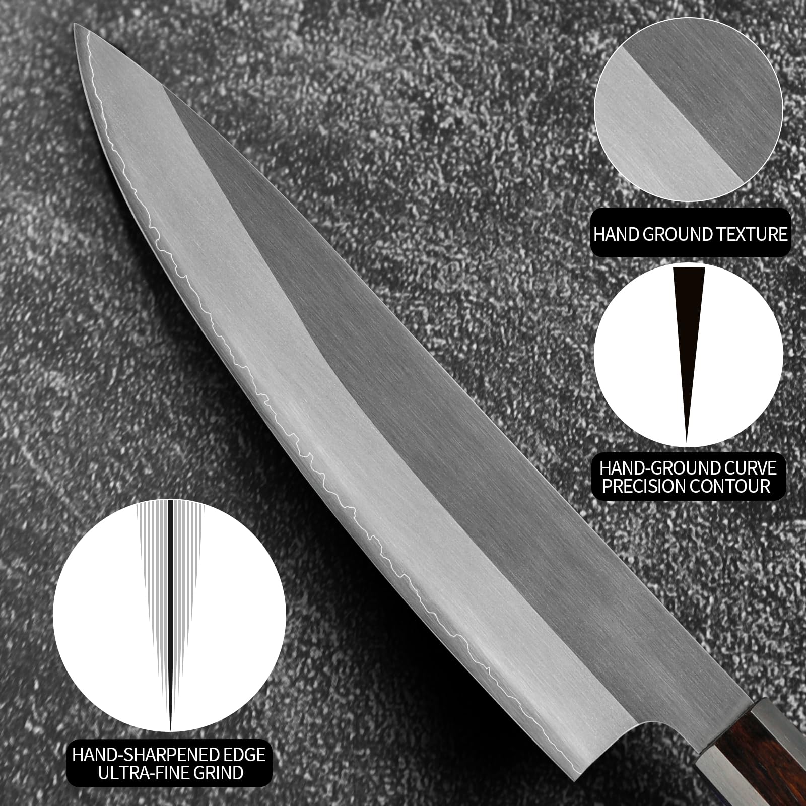 Japanese Chef Knife, 8 Inch Handcrafted 3-Layer AUS-8 Sharp Kitchen Knife — Amazon image 3
