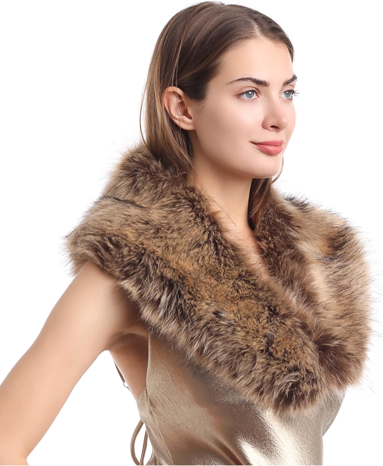 LA CARRIE Women's Faux Fur Collar Scarf Wrap Winter Neck Warmer Collar Ladies White Scarf - Image 5