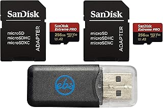 SanDisk 256GB MicroSD Extreme PRO (UHS-1 U3 / V30) Memory Card (2 Pack) for GoPro Hero9 Camera (Hero 9 Black) SDSQXCD-256G-GN6MA Bundle with 1 Everything But Stromboli MicroSD Card Reader