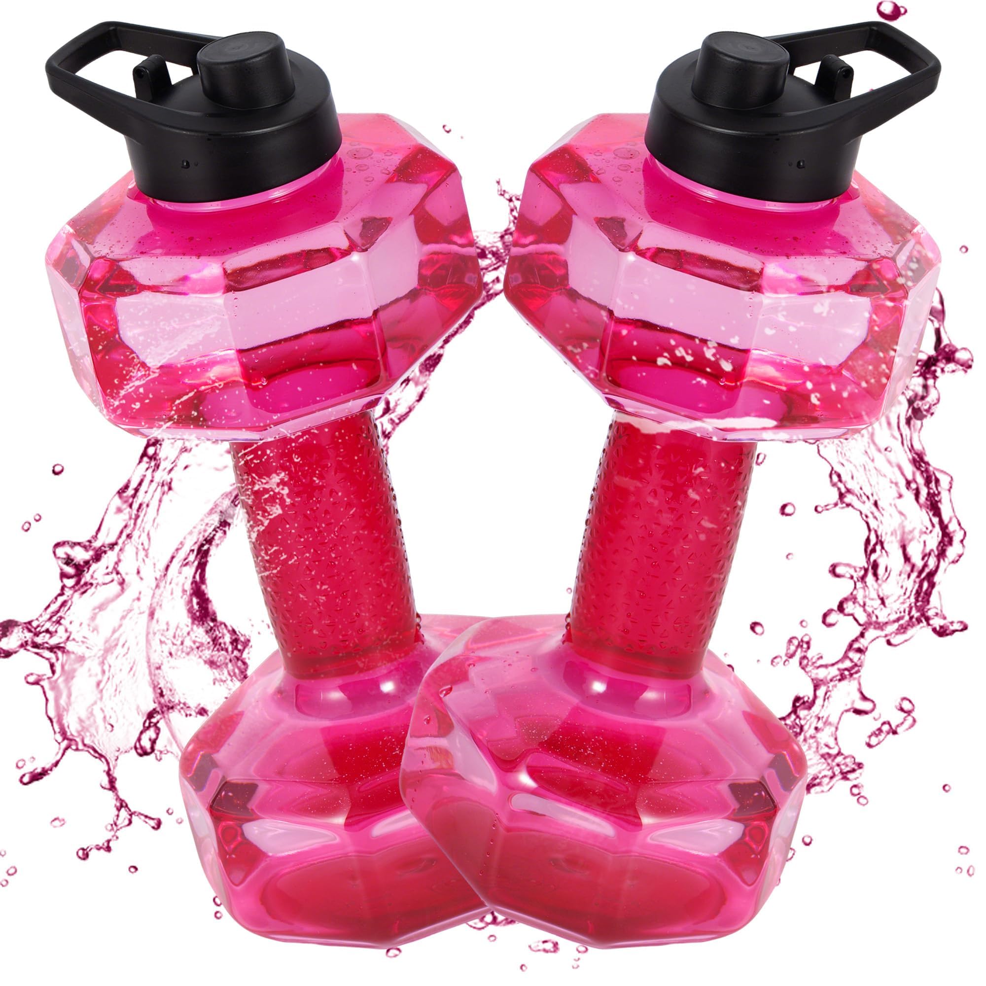 Photo 1 of *** PINK***    Water Weights for Pool Exercise Set of 2, Aquatic Exercise Dumbbells with Non-slip Handle, PE Materials Water Dumbbell Aerobics for Water Aerobics Weight Loss (Pink)