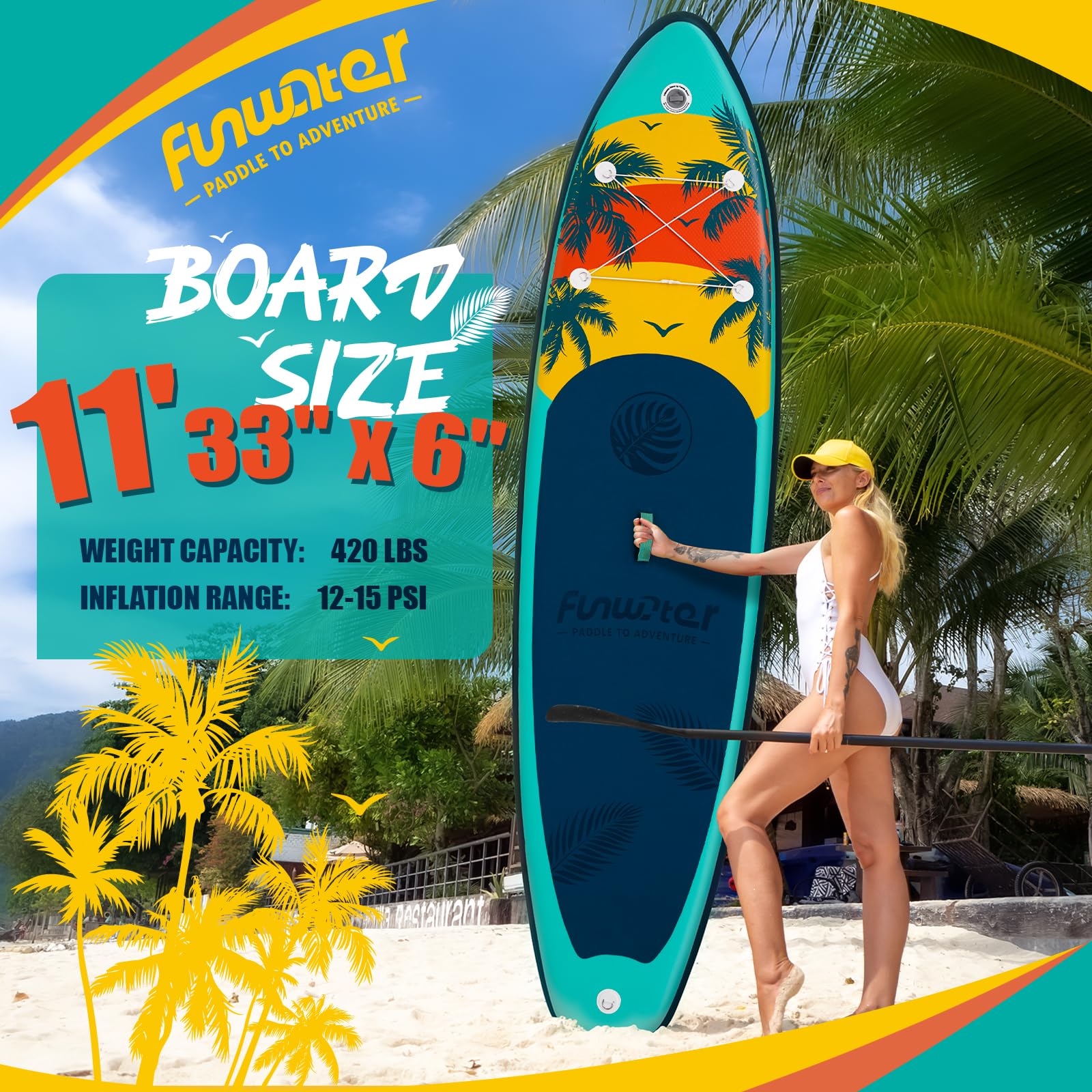 FunWater Paddleboard gonfiabile ultraleggero con accessori SUP per adulti e ragazzi di tutti i livelli